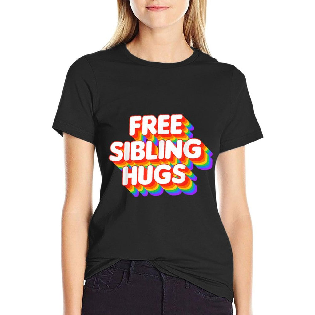 Free Sibling Hugs LGBT Pride Rainbow Gay  Stretchy T-Shirt
