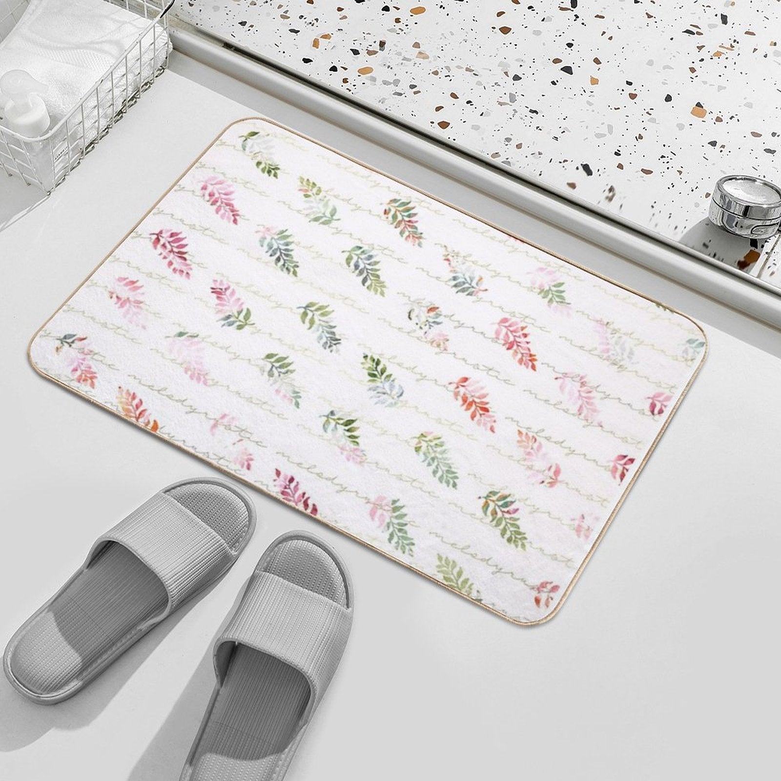 Romantic Background with Flowers  Slip-Resistant Bath Mat