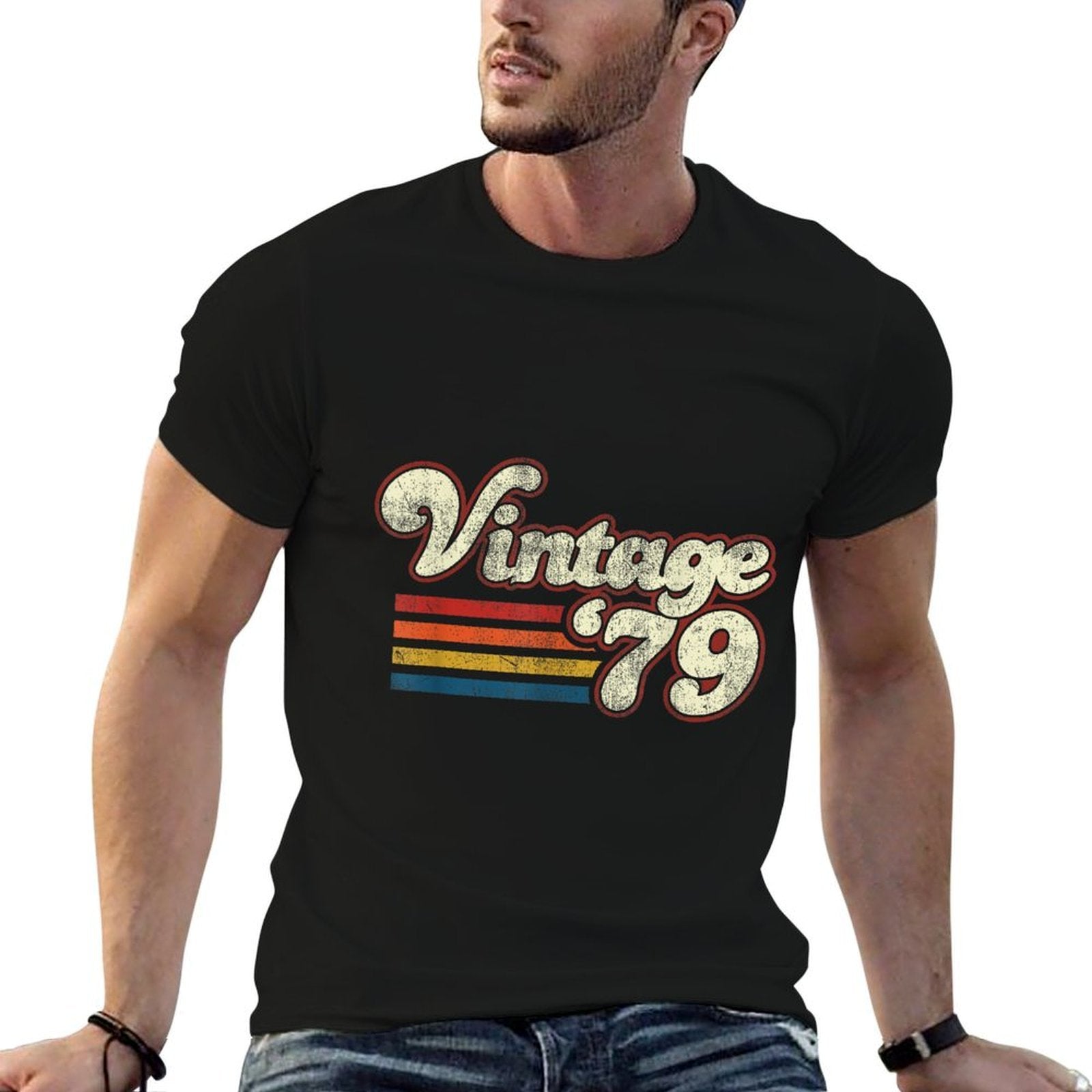 Vintage 1979 Birthday  Rolled Sleeves T-Shirt