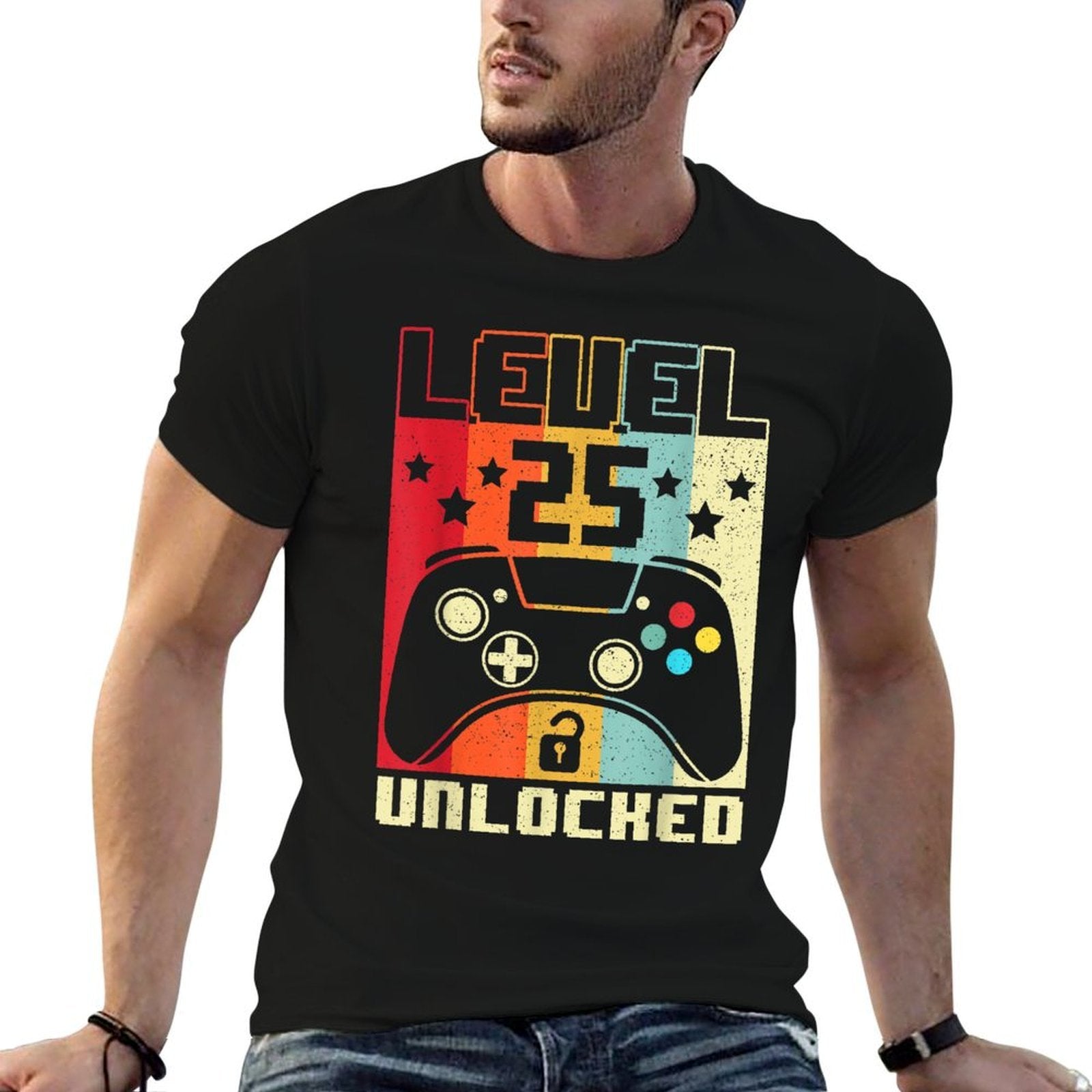 Level 25 Unlocked Funny Video Gamer 25th Birthday Gift  Vintage-inspired T-Shirt