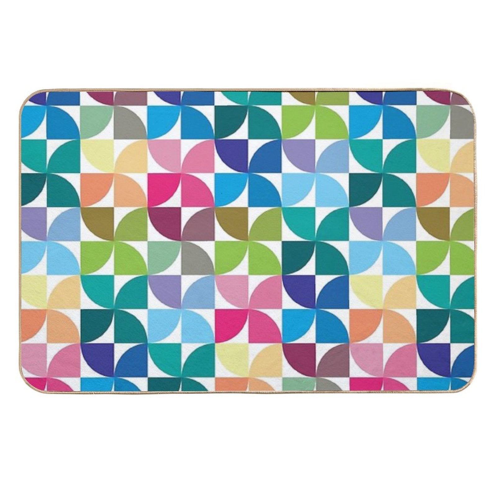 Geometric Pattern #1 (colorful Quarter Circles)  Repositionable Bath Mat