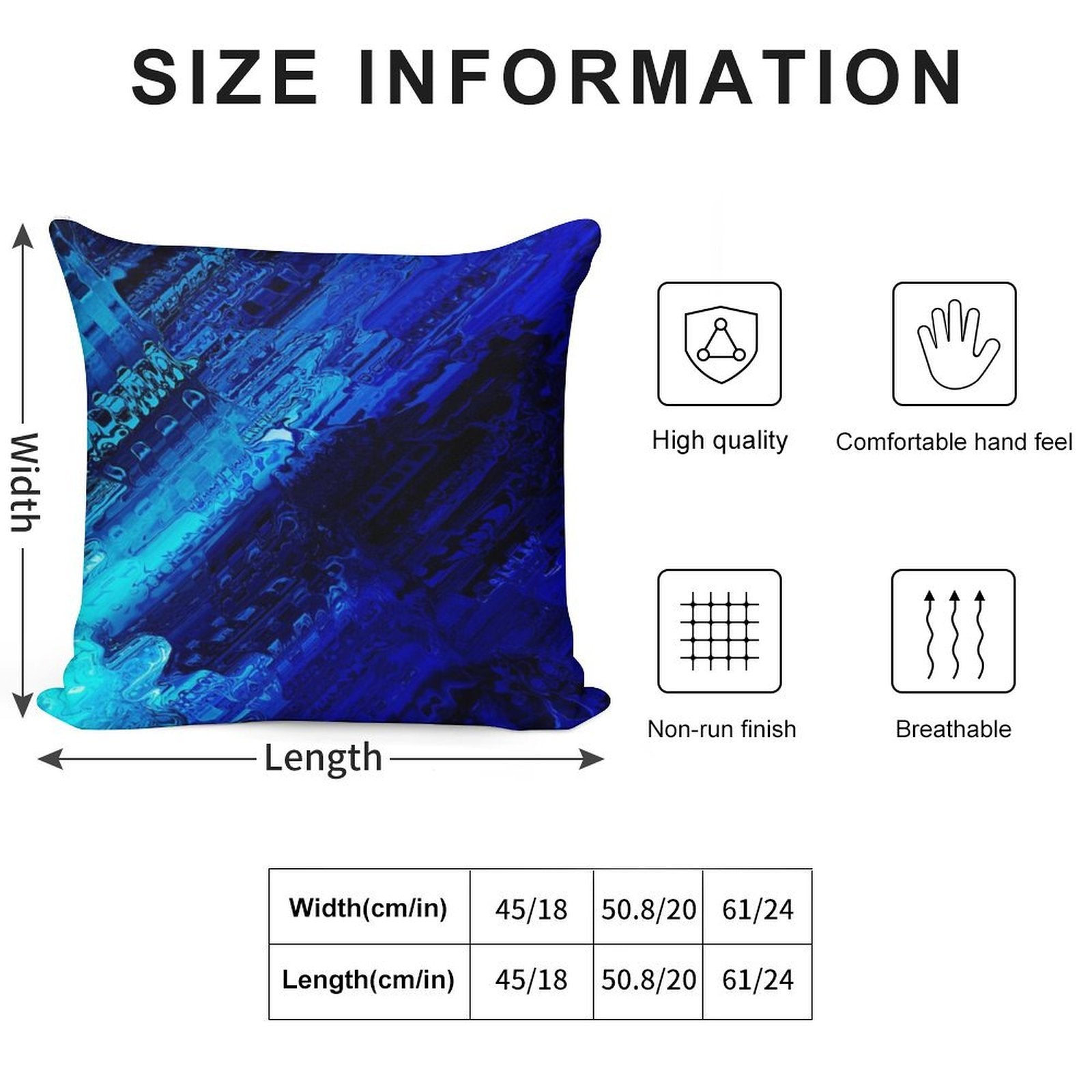 Cobalt Soft Short Plush Fabric Throw Pillow