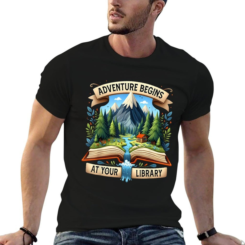 Adventure Begins At Your Library Book Lover Adventure Books  Moisture-wicking T-Shirt