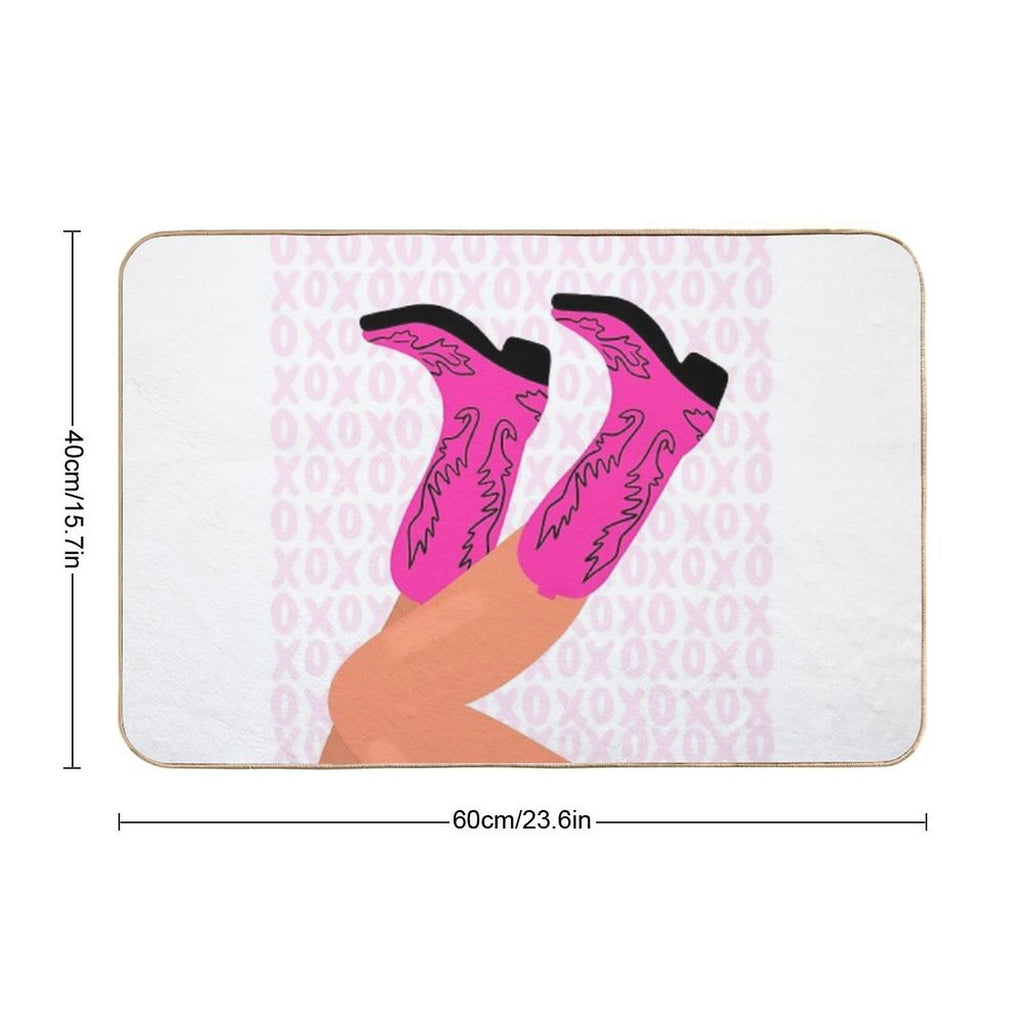 XOXO Pink Cowboy Boots  Dirt-Trapping Bath Mat