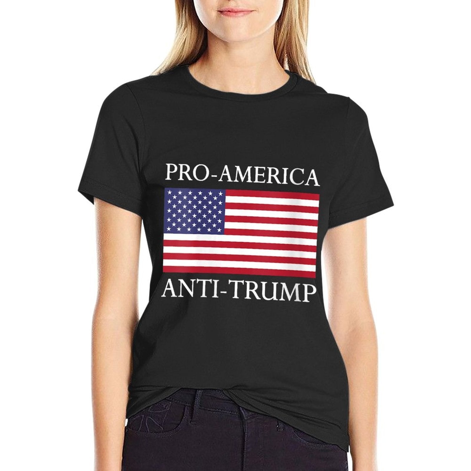 Womens Pro-America Anti-Trump - American USA Resist  Relaxed-fit T-Shirt