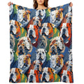 Bulldog in Camouflage Pattern Machine-washable Throw Blanket