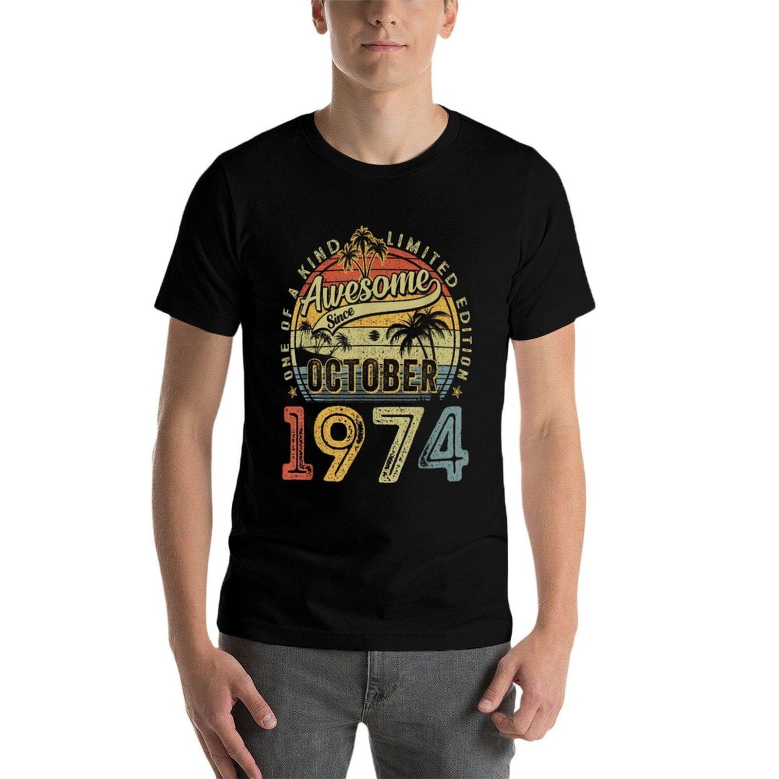 Awesome Since October 1974 Vintage Men Women 50th Birthday  Quick-drying T-Shirt