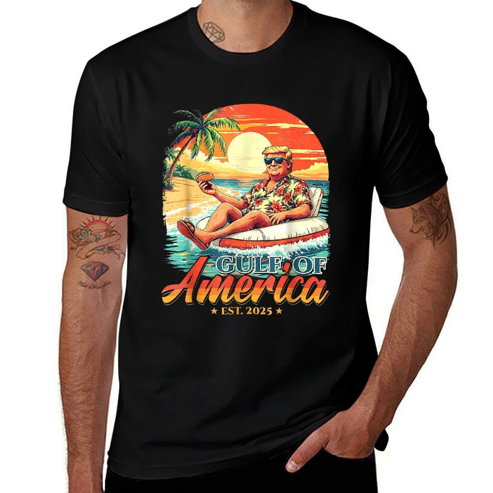 America's Gulf Trump 2024 Retro Beach USA America Mexico  Relaxed-fit T-Shirt