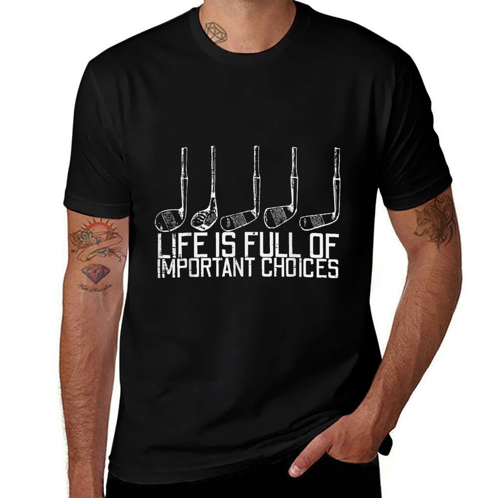 Golf Clubs Life Full Important Choices Funny Golfer Dad Men  Polyester Blend T-Shirt