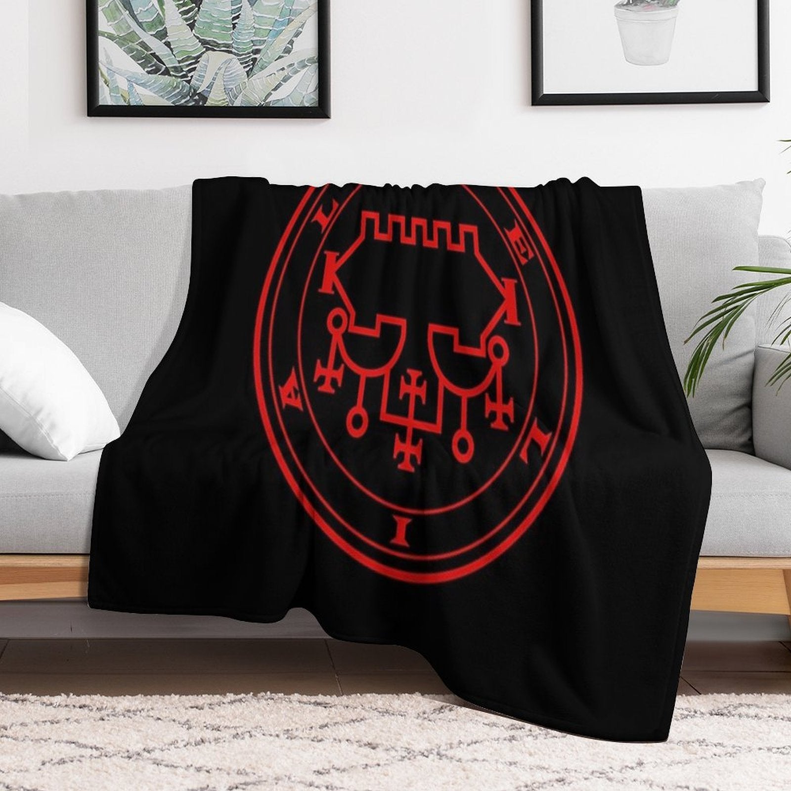 Belial Demon King Red Sigil Occult Magick Seal Easy Care Throw Blanket