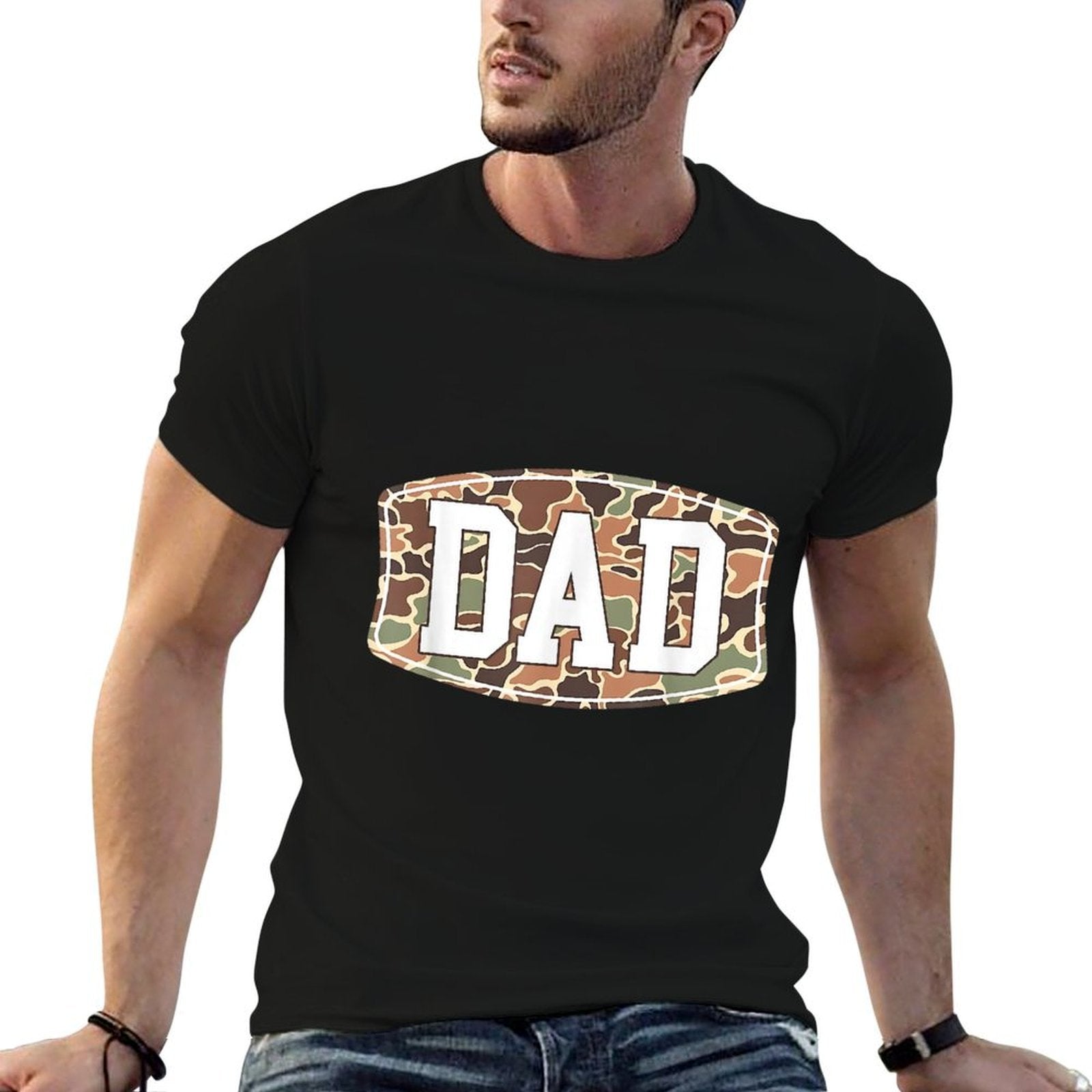 Men Old School Camo Dad, Retro Camouflage Daddy Father's Day Comfortable T-Shirt