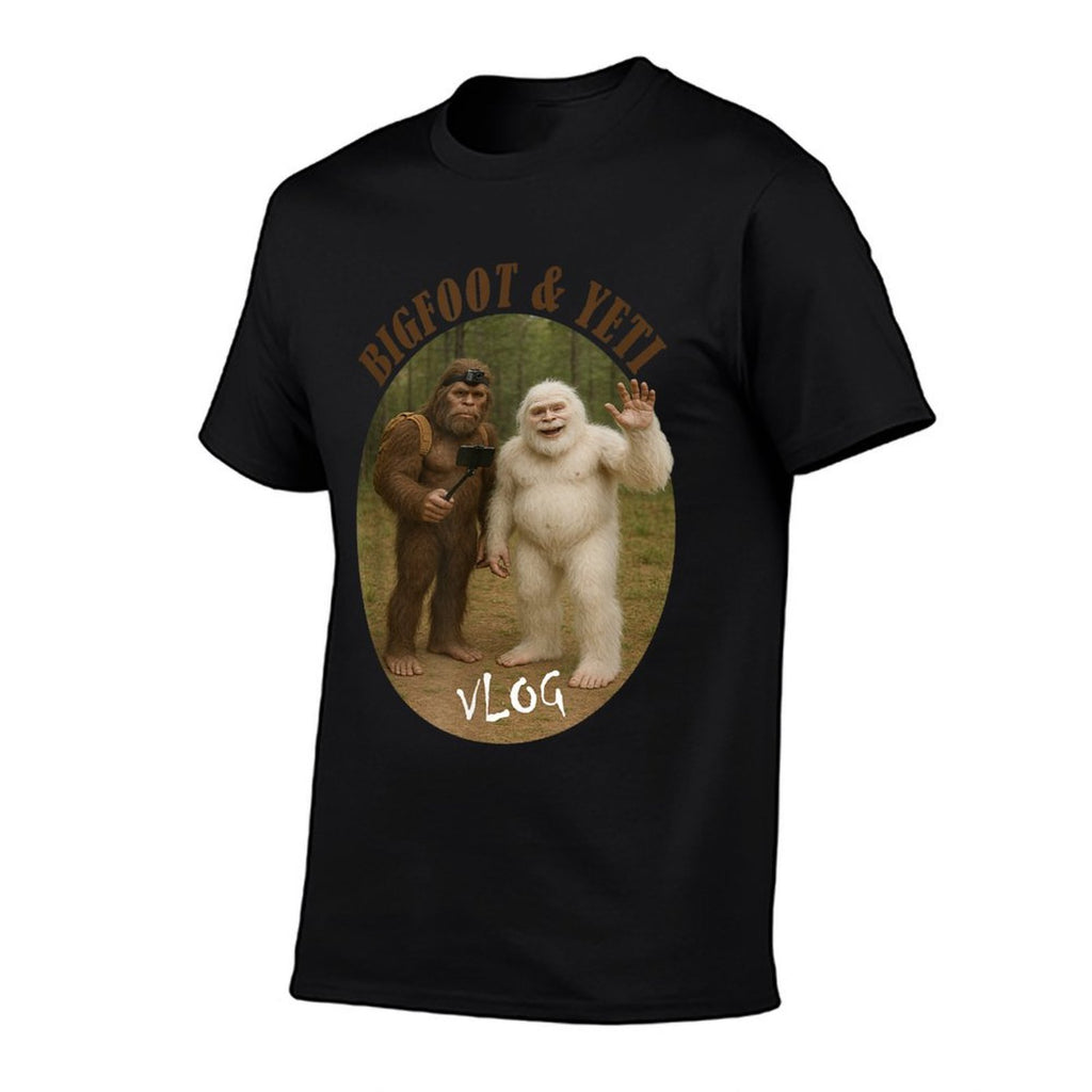 Bigfoot And Friend Vlog Funny Meme Hiking Selfie Stick  Slim-fit Cut T-Shirt