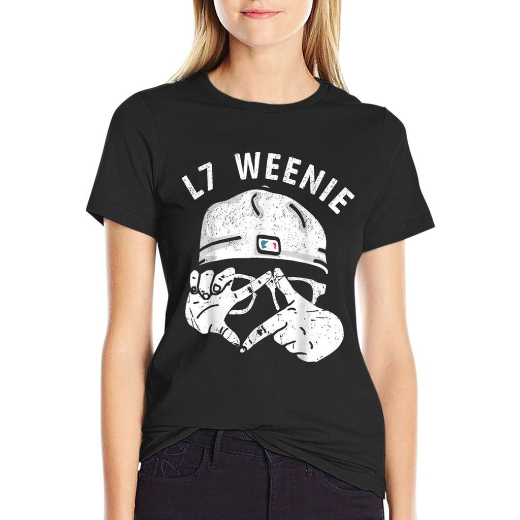 Funny Baseball Softball Season Apparel L7 Weenie  Ribbed Collar T-Shirt