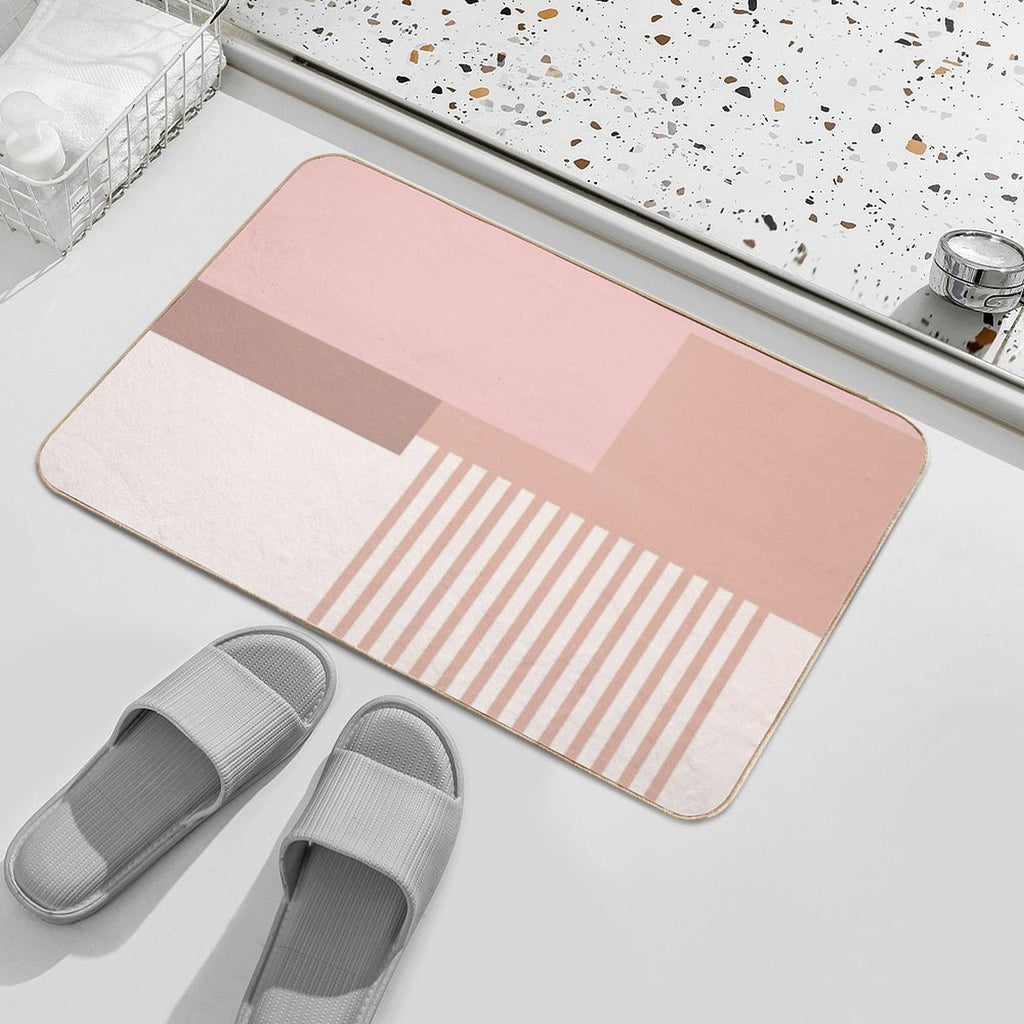 Sol Graphic Abstract Geometric Print in Pink  Absorbent Bath Mat