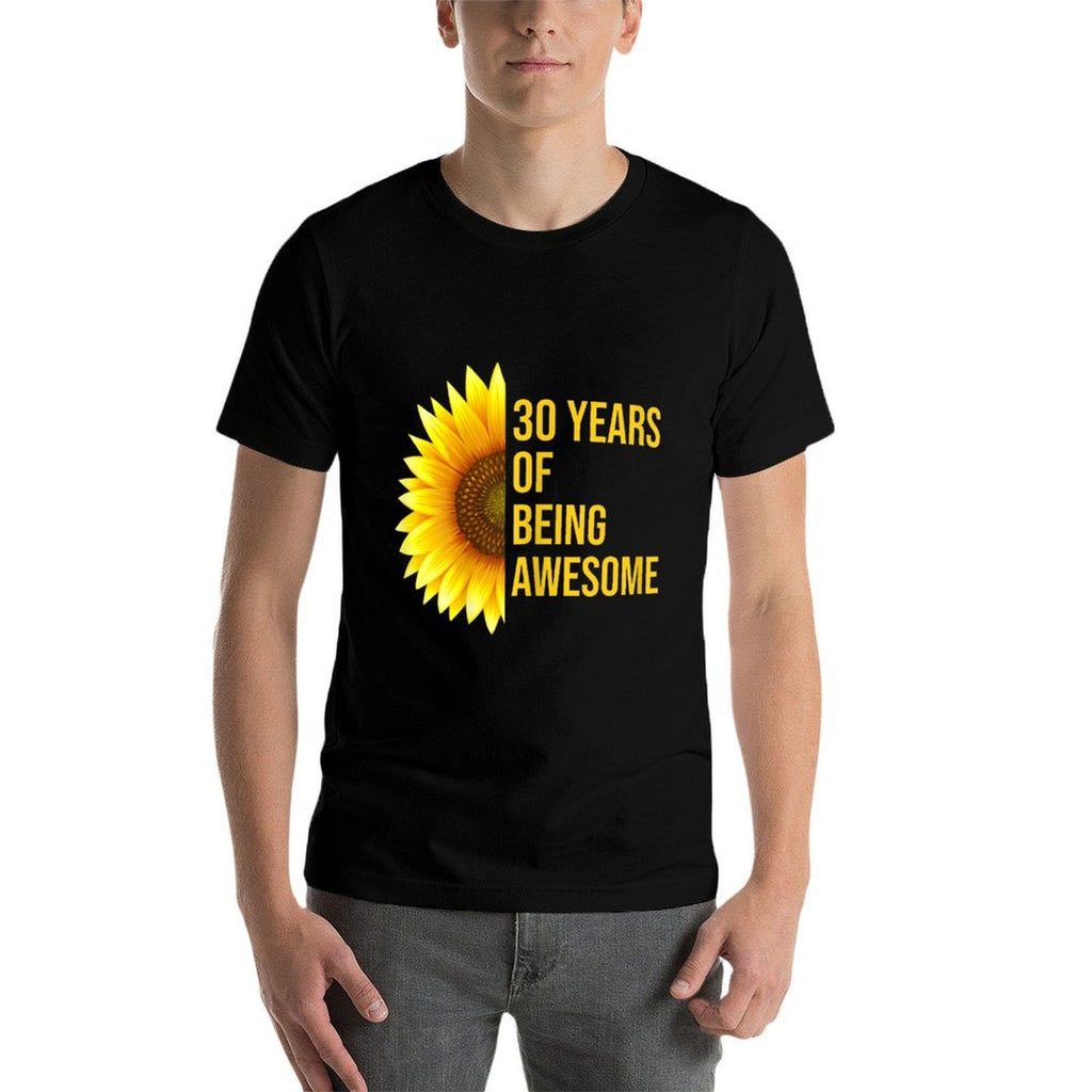 30 Years Old 30th Birthday Sunflower Gift  Heathered Texture T-Shirt