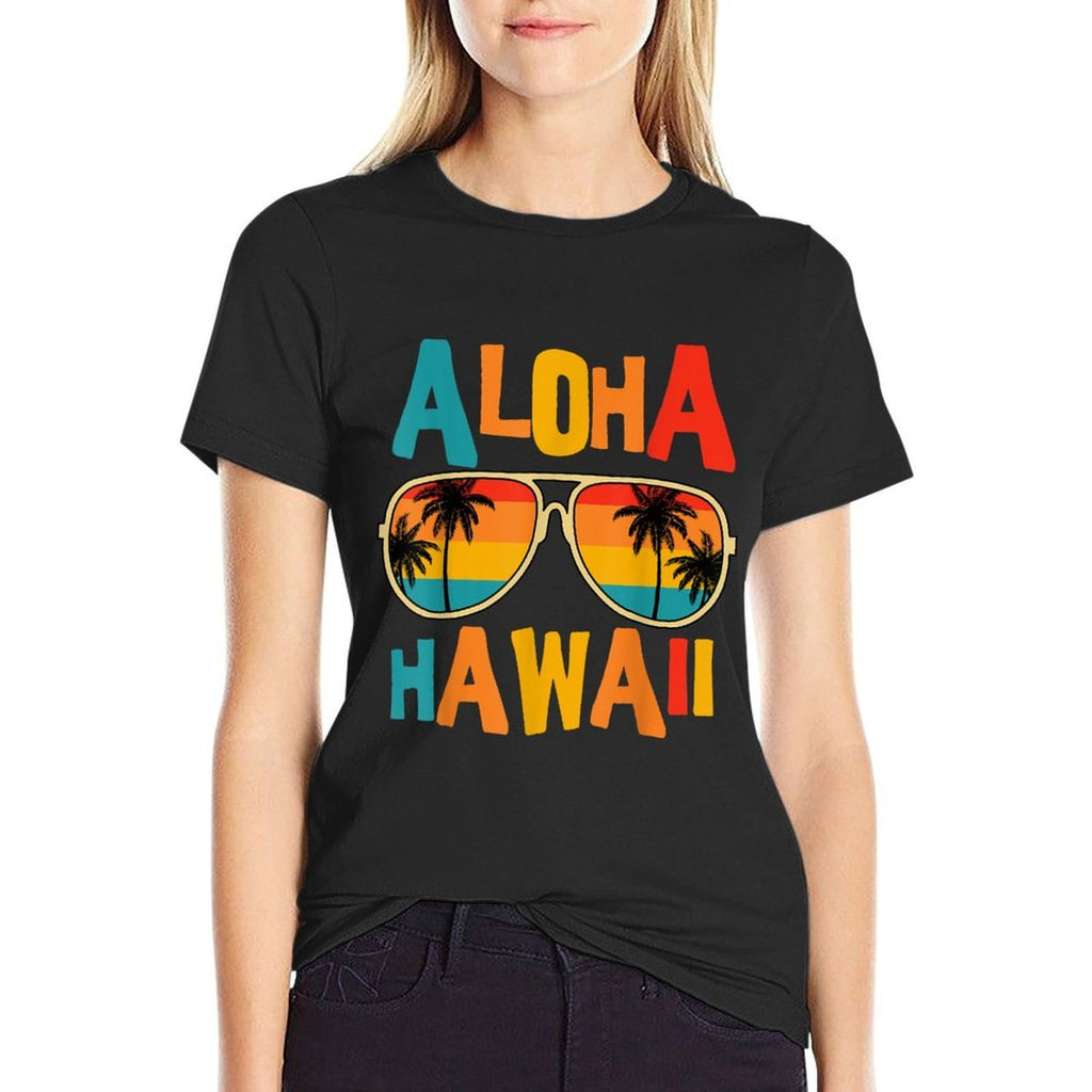 Hawaiian Aloha Hawaii  Ribbed Collar T-Shirt