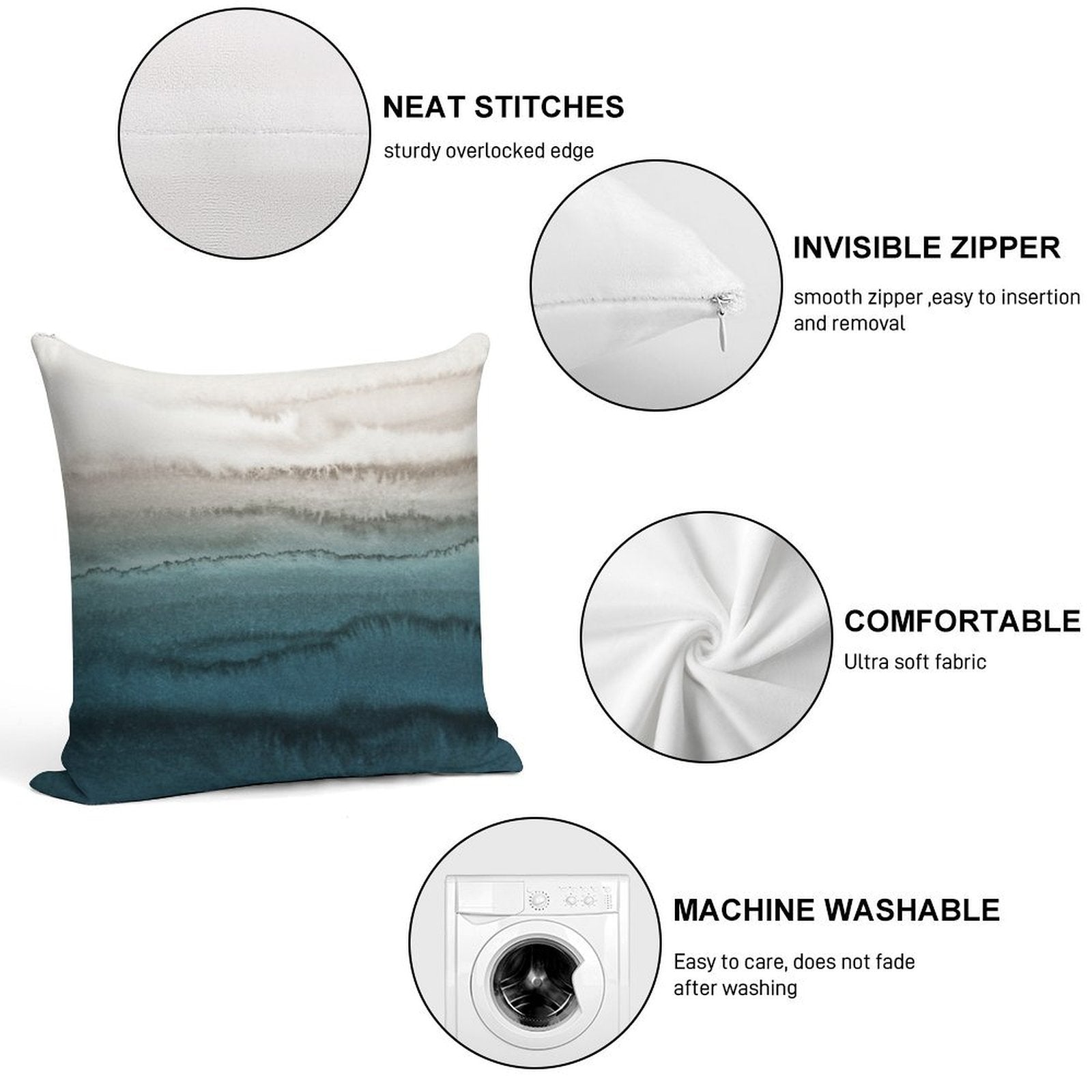 WITHIN THE TIDES - CRASHING WAVES Soft Hidden Zipper Throw Pillow