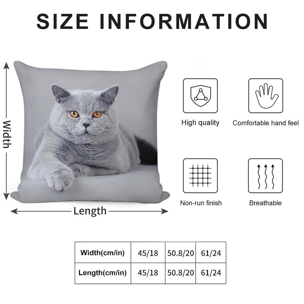 British Shorthair Cat Portrait Soft Durable Construction Throw Pillow