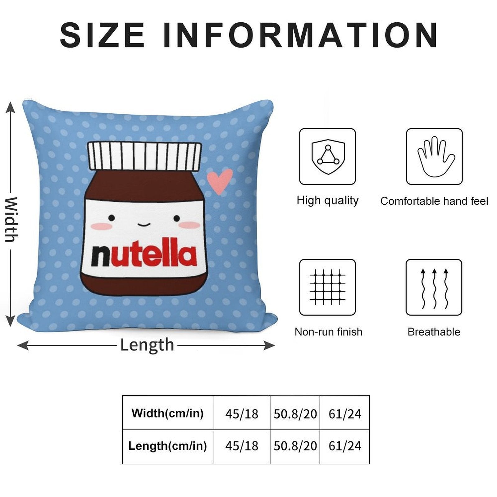 Cute Nutella Jar Soft Reinforced Edging Throw Pillow
