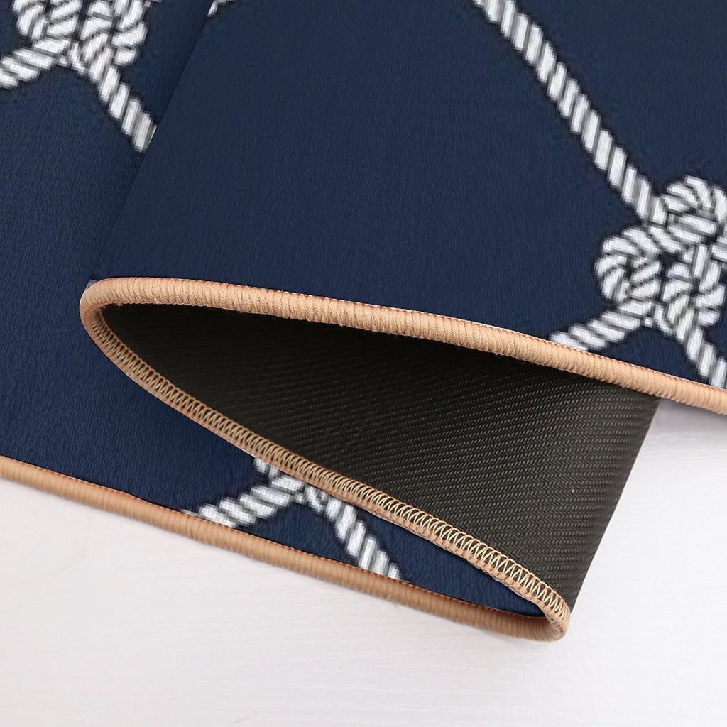 Nauti Navy Rope Pattern Durable Bath Mat
