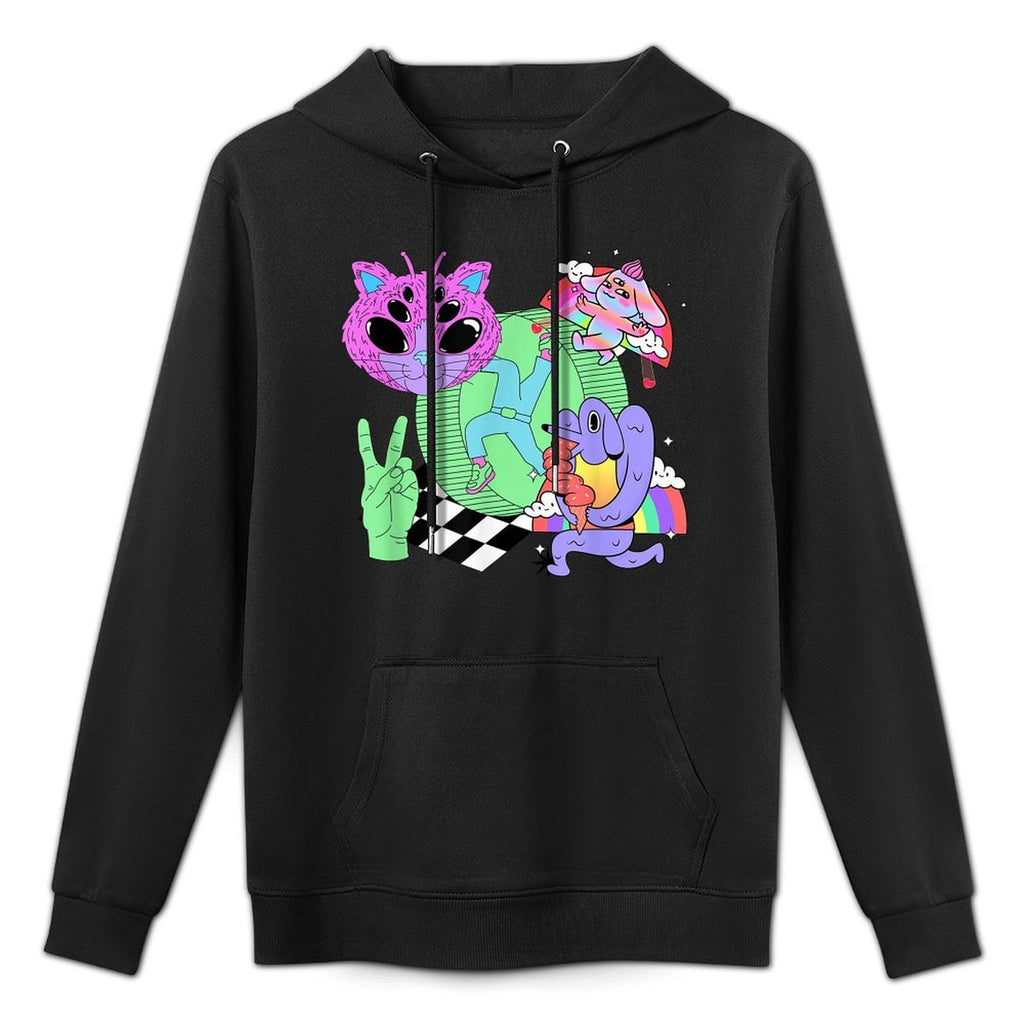 Weirdcore Aesthetic Bright Colorful Checker Print Trippy Unisex Design Hoodie