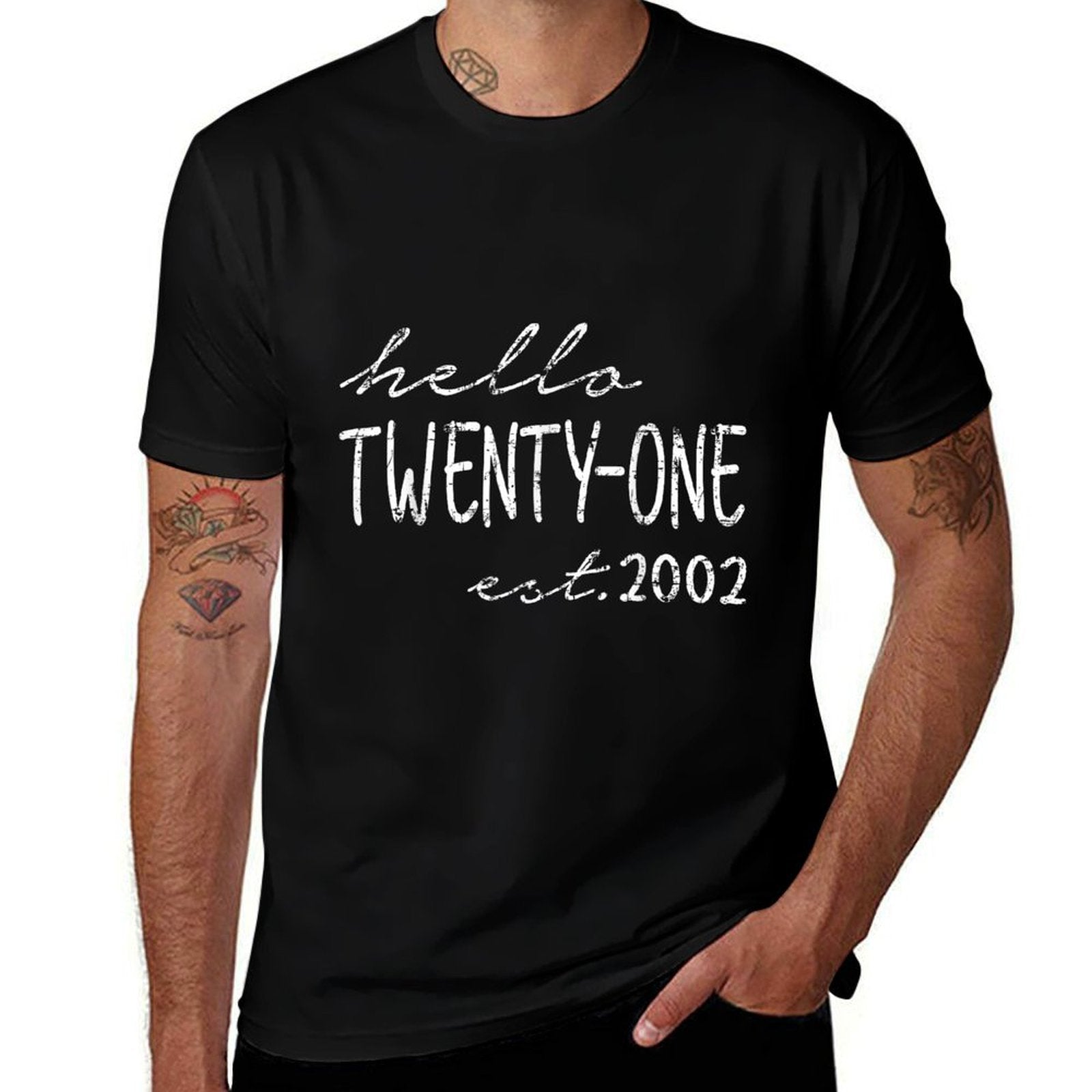 Est. 2002, Hello Twenty-One Years Old, 21st Birthday  Vintage-inspired T-Shirt