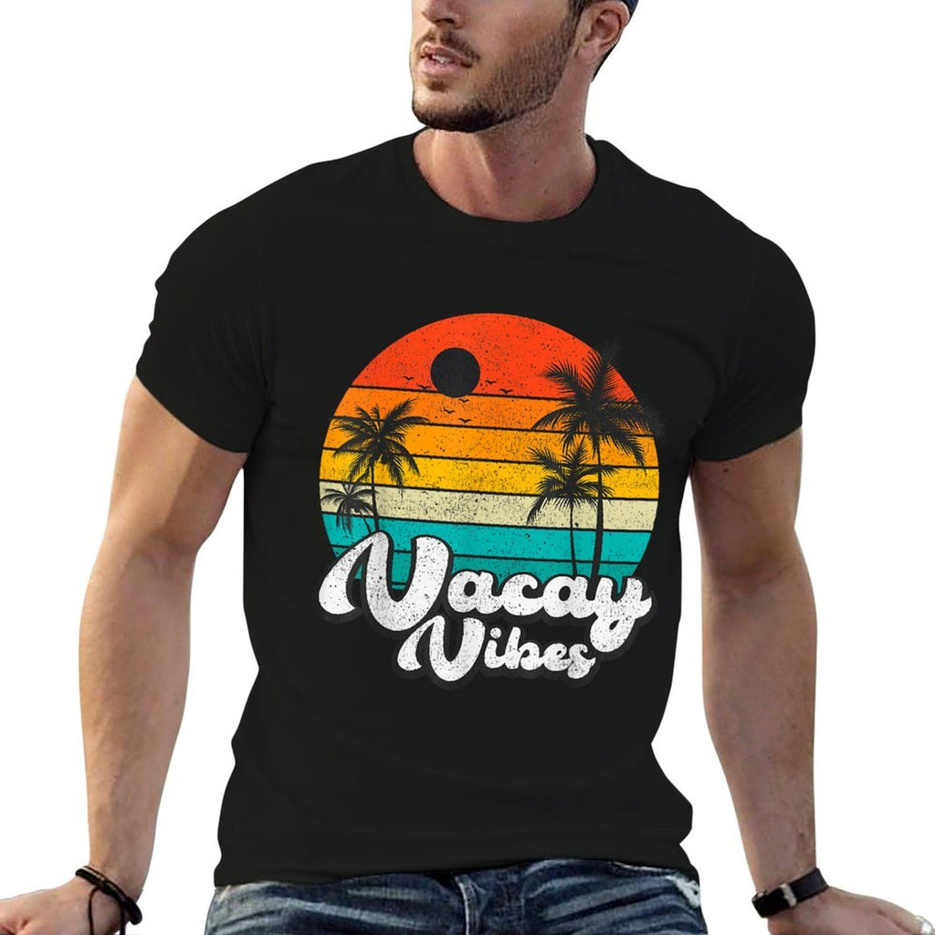 Vintage Palm Tree Sunset Beach Vacation Summer Vacay Vibes  Durable T-Shirt