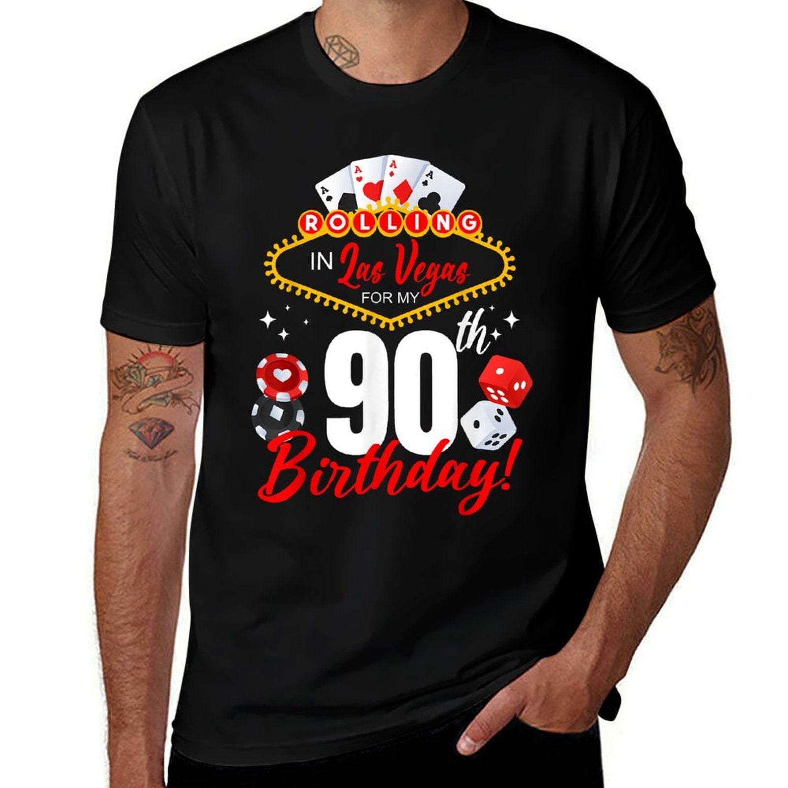 Rolling In Las Vegas 90th Birthday Crew Group Friends 90 Comfortable T-Shirt