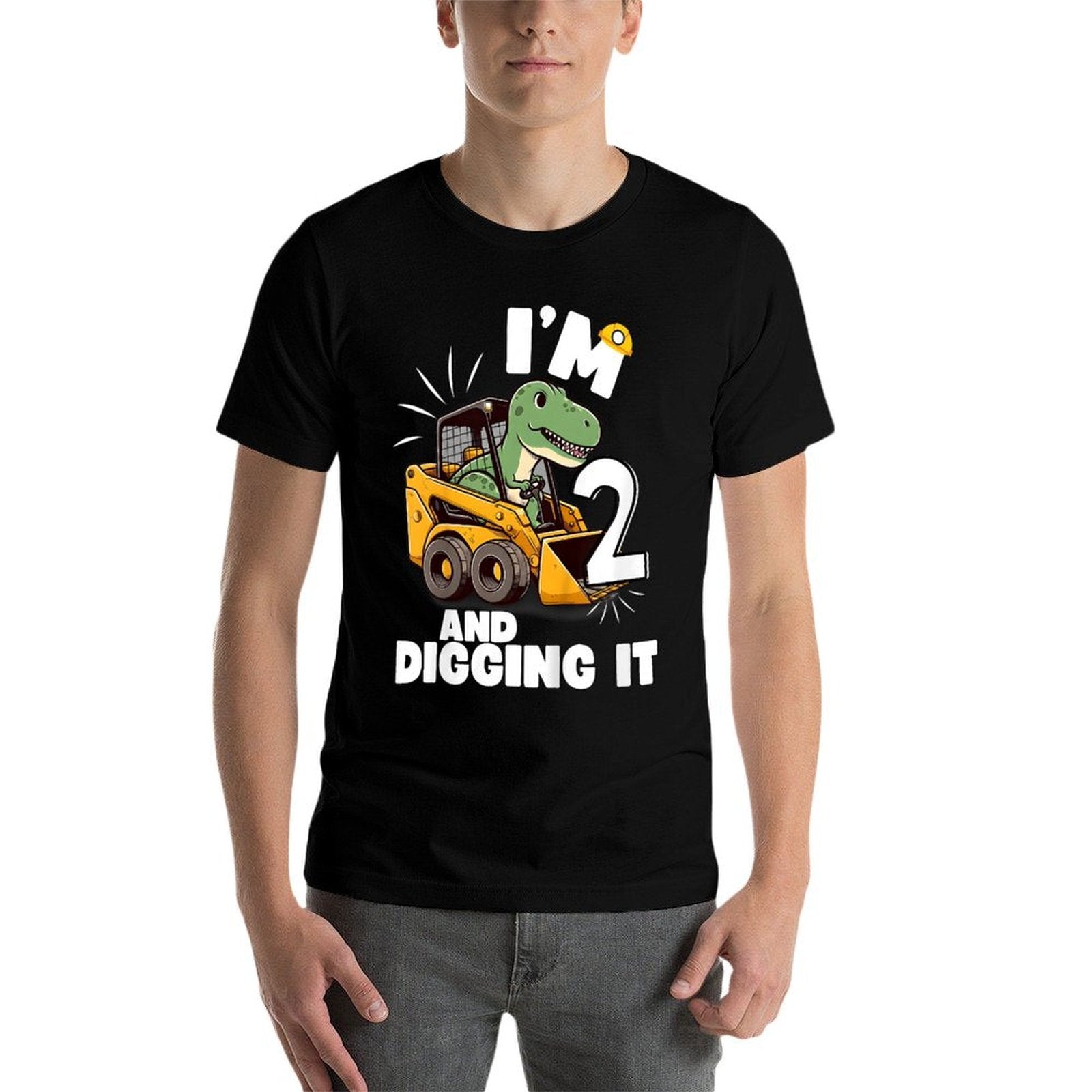 I'm 2 And Digging It 2nd Birthday Dinosaur Construction  High-quality Stitching T-Shirt