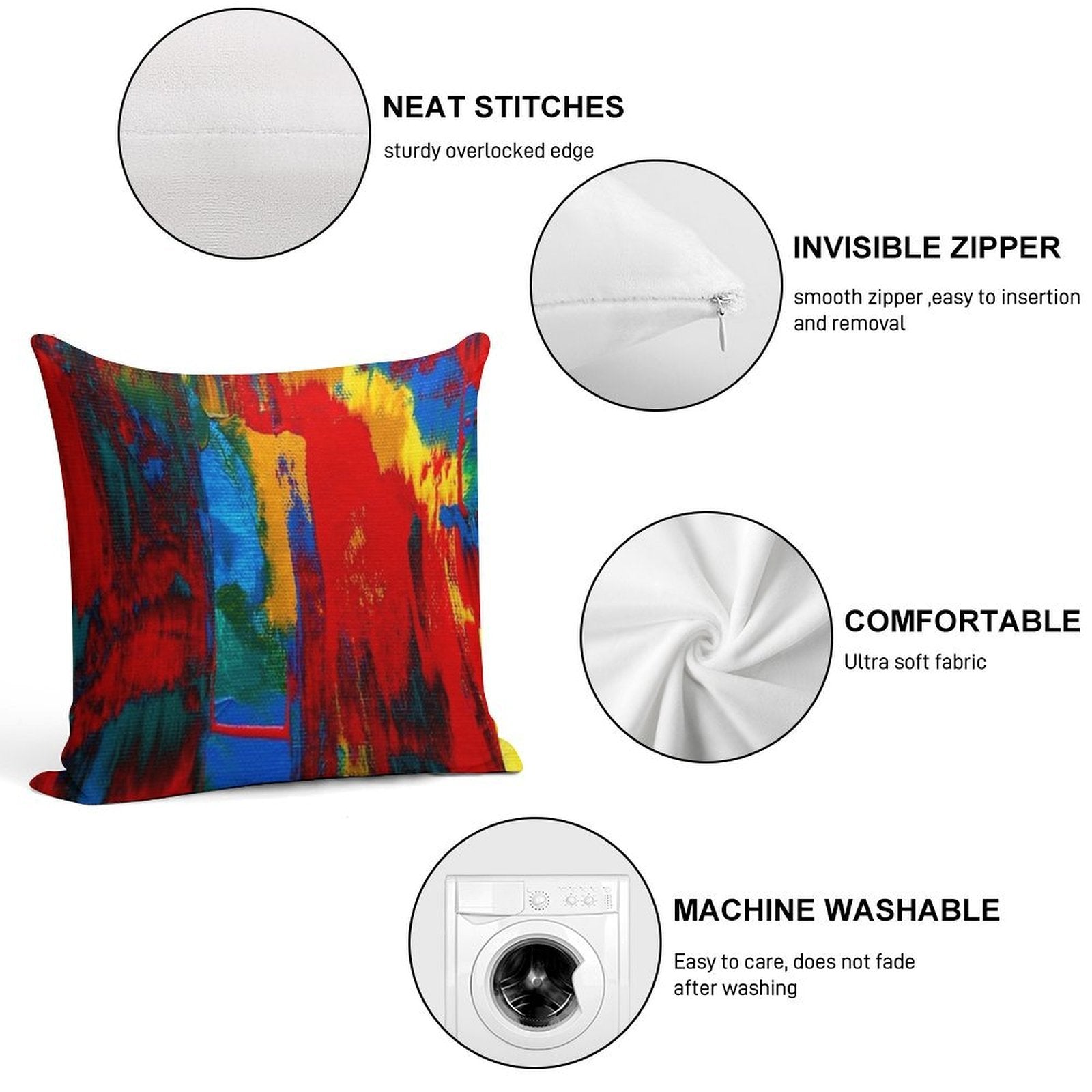 Bright Bold Colorful Abstract Art Soft Ultra-Soft Texture Throw Pillow