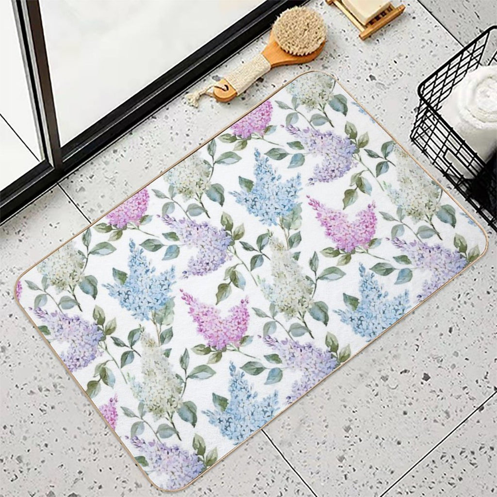 Lilac Flower Retro Vintage Pattern  Eco-Friendly Bath Mat