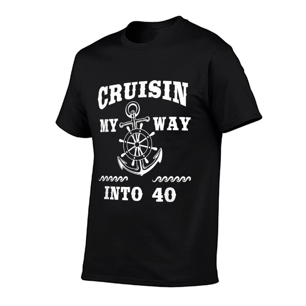 Funny 40th Birthday Cruisin My Way Into 40 Bday Gift  Tagless Design T-Shirt
