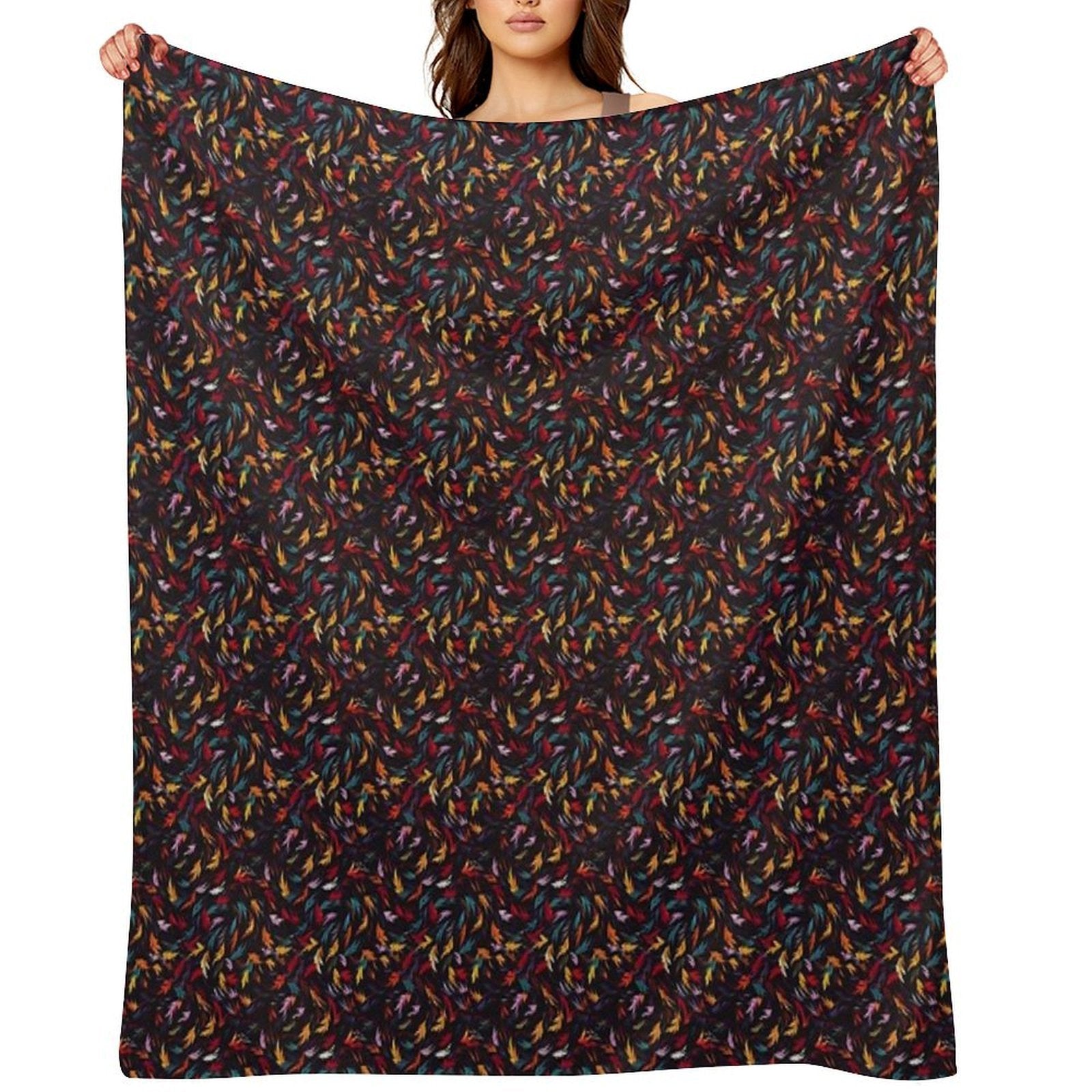 Colorful Leaf Swirl Lightweight Throw Blanket