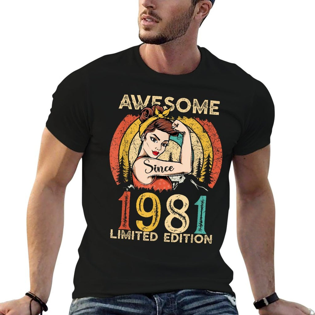 41th Birthday Shirts for Women, Vintage 1981 Limited Edition  Trendy Pattern T-Shirt