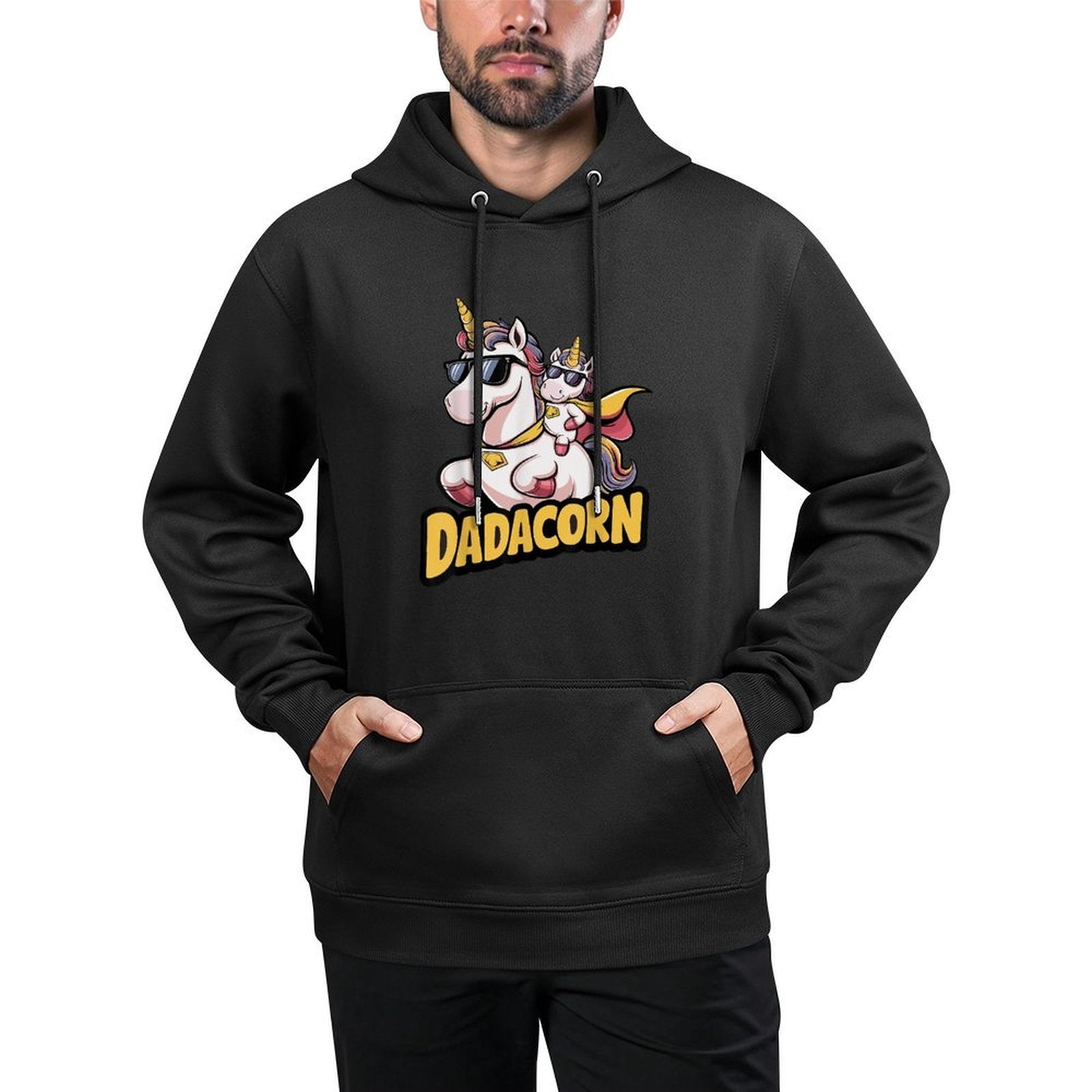 Dadacorn Unicorn Dad And Kid - Best Father's Day Funny Cotton-Polyester Blend Hoodie