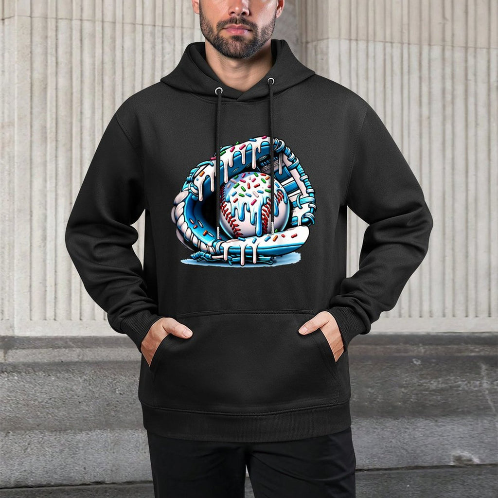 Baseball Drip Ice Cream Sprinkles Baseball Glove Cotton-Polyester Blend Hoodie