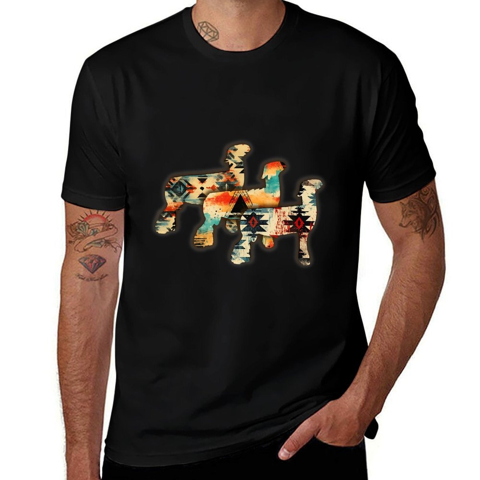 Show Club Lamb with Western Aztec-Inspired Sheep Rams  Classic T-Shirt
