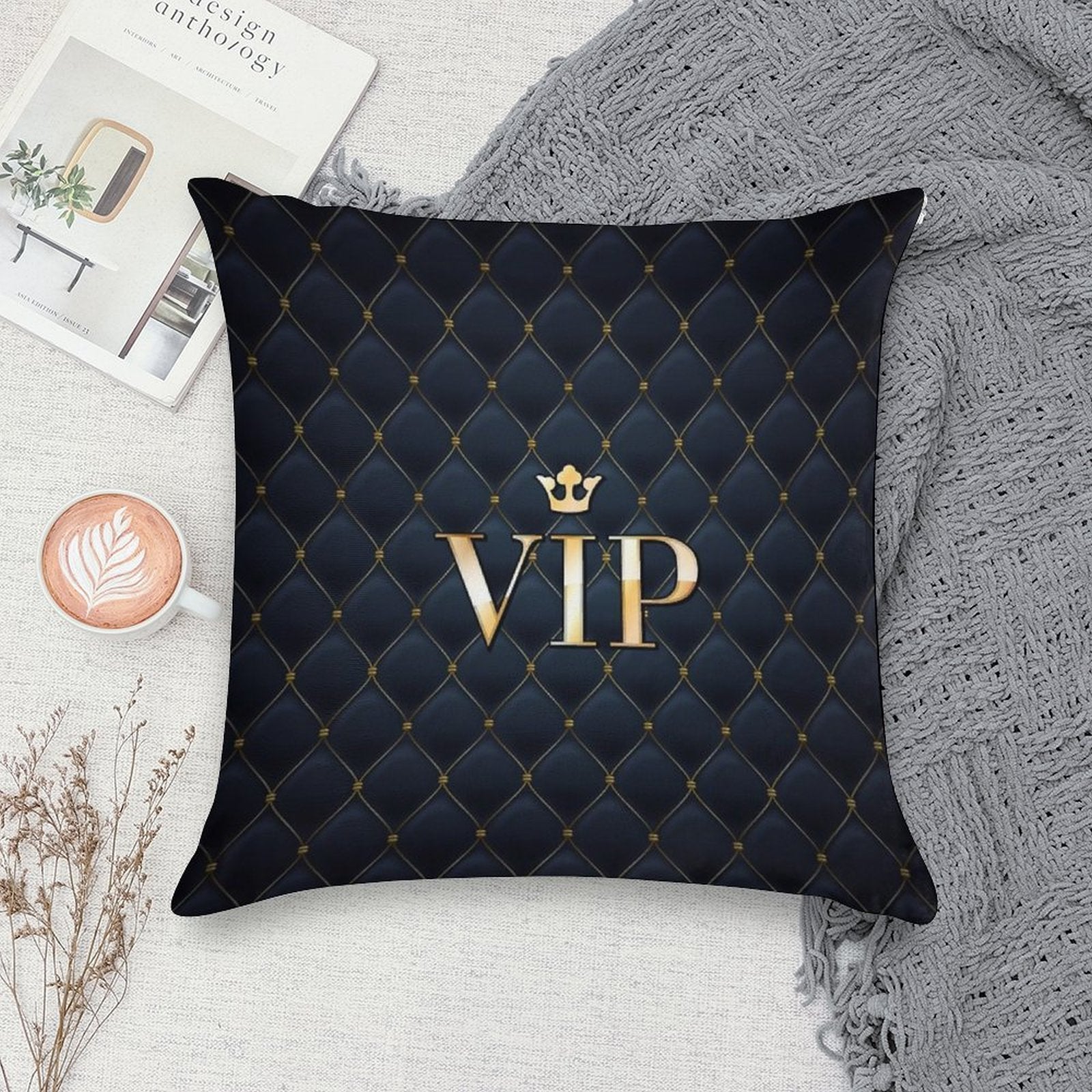 VIP Abstract Quilted Background Soft Gift Ready Throw Pillow