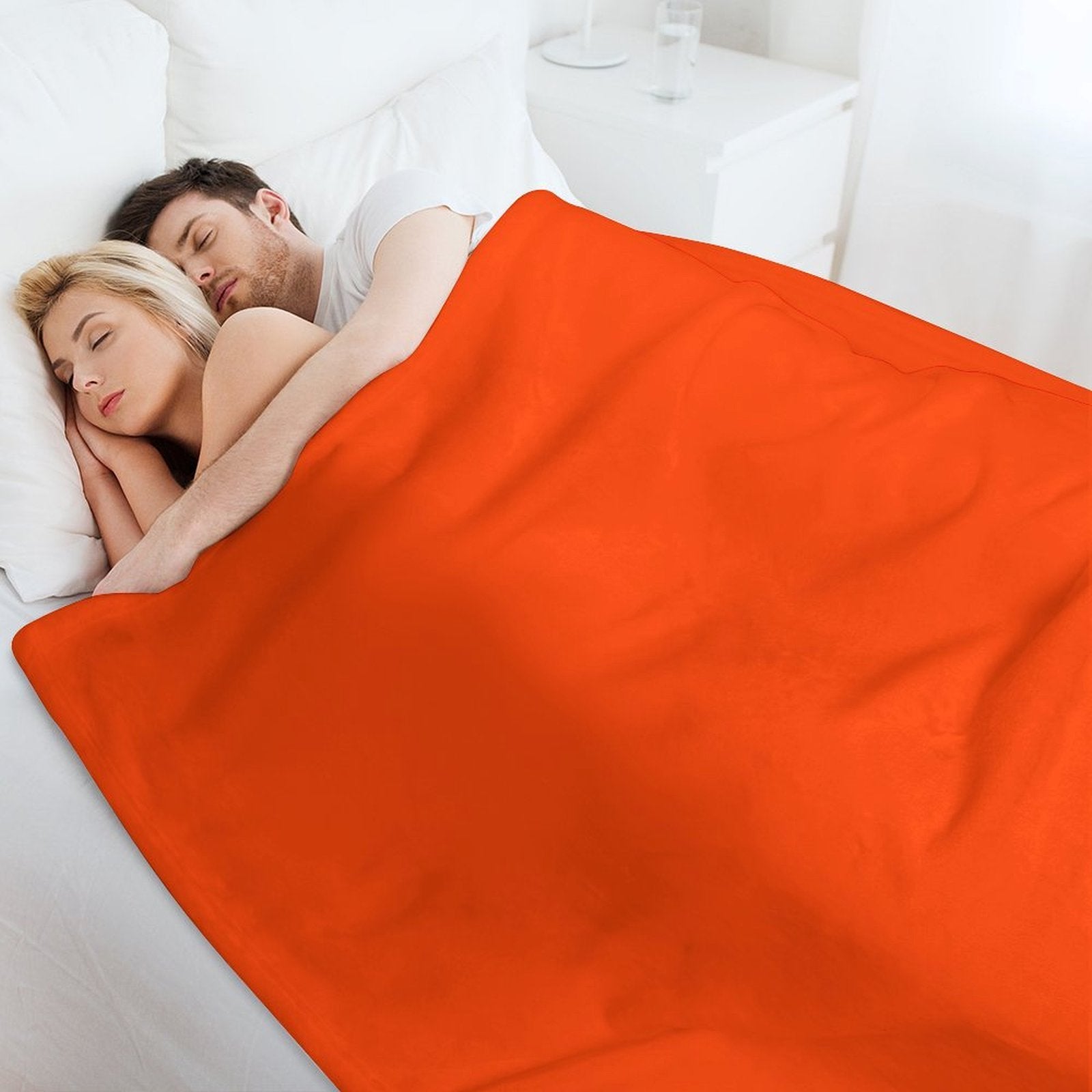Bright Fluorescent Attack Orange Neon Eco-conscious Throw Blanket