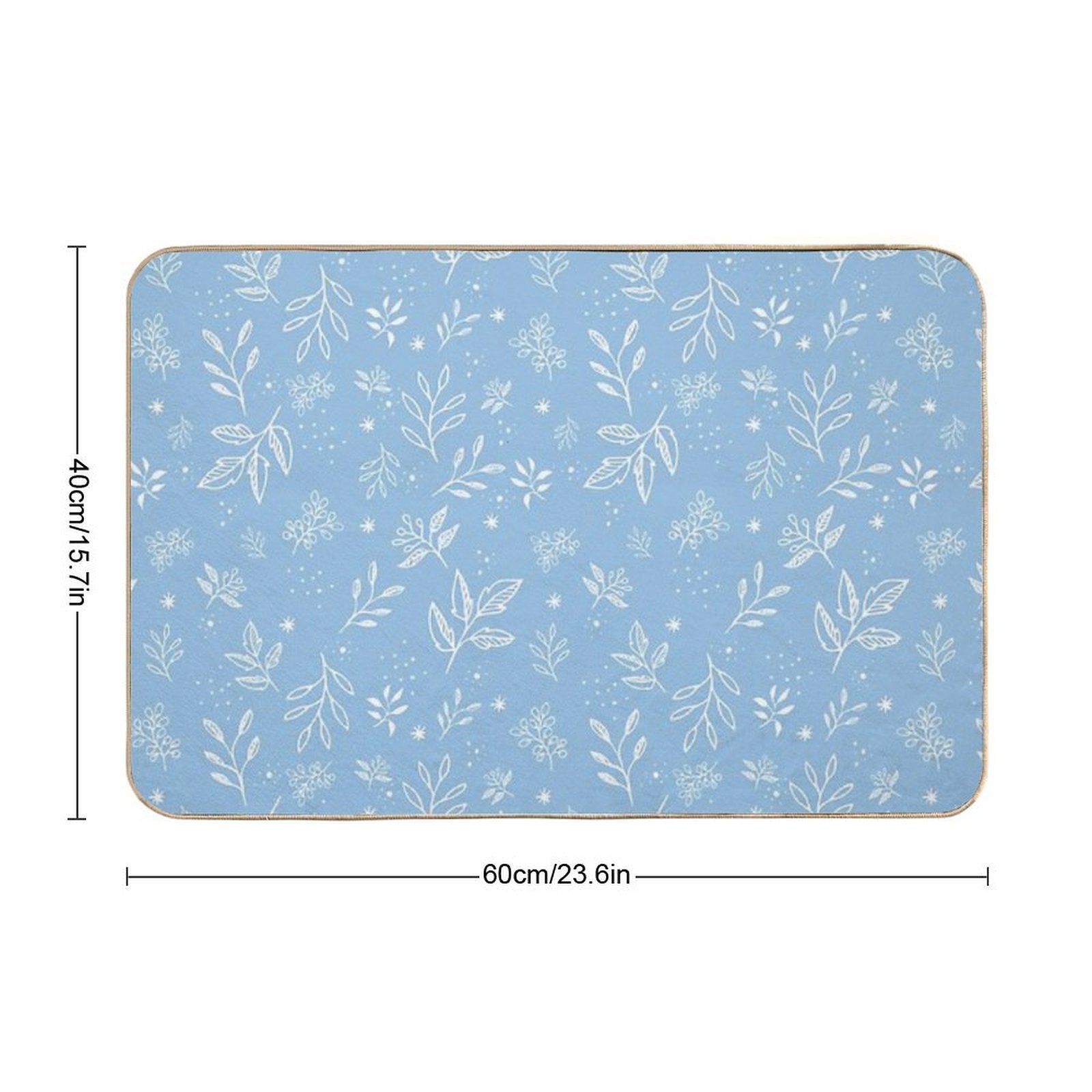 Pastel Blue Florals Hand Drawn Pattern  High-Traffic Bath Mat