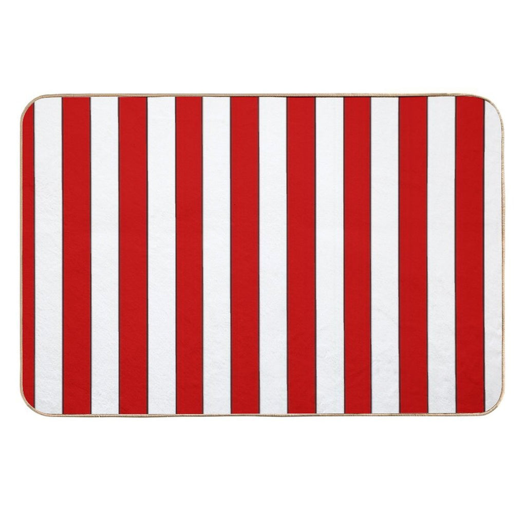 Retro Red & White Striped Team Colours  Easy Maintenance Bath Mat