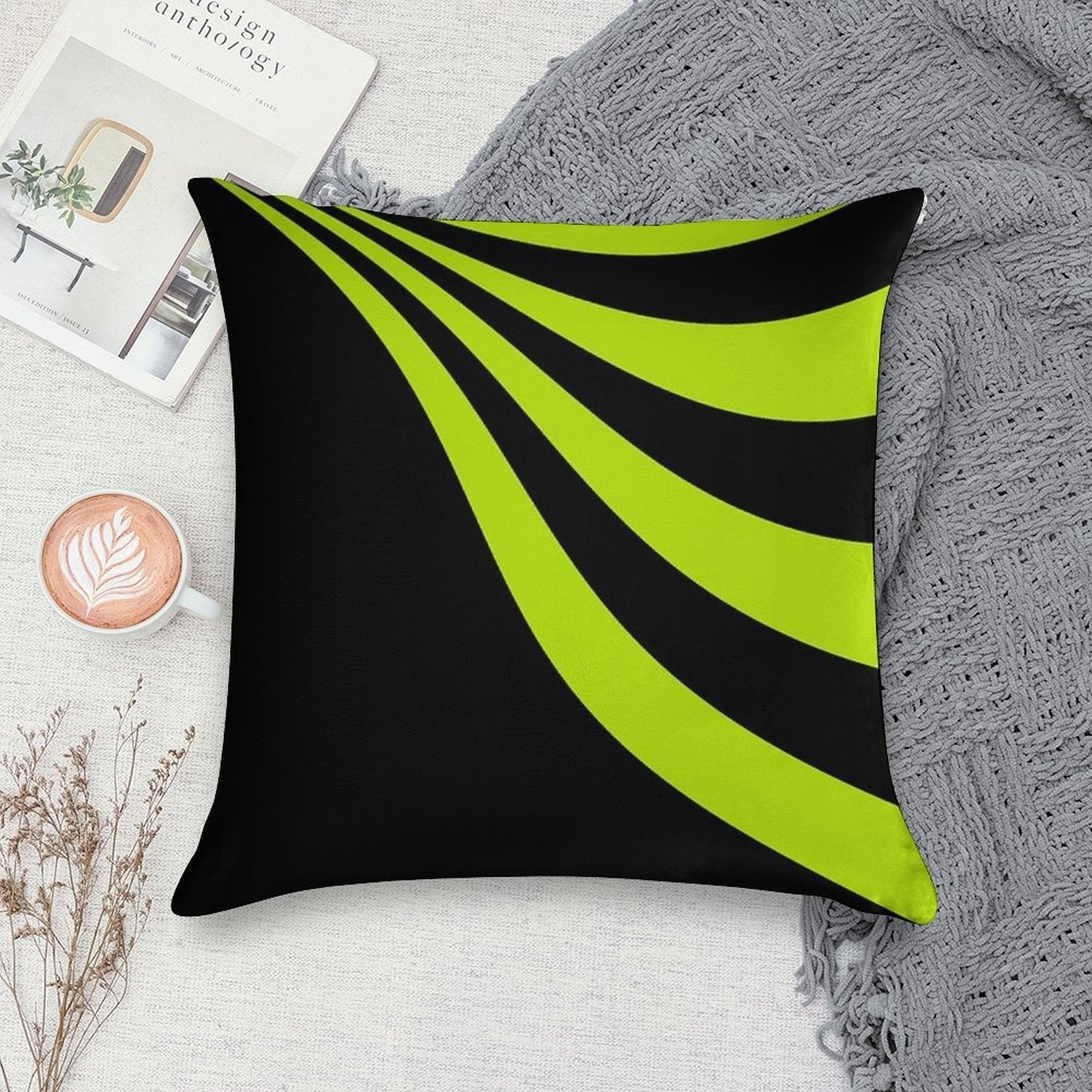 Lime Wave Soft Home Decor Throw Pillow