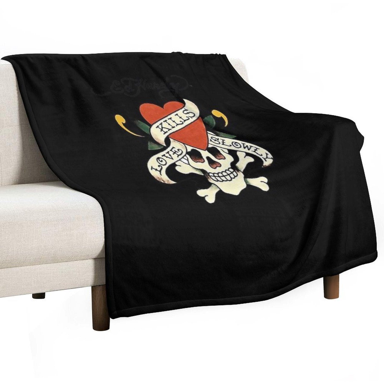 Ed Hardy Love Kills Slowly Machine-washable Throw Blanket