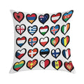 Eurovision Song Contest Flags Hearts ESC EBU Eurofans Soft Hidden Zipper Throw Pillow