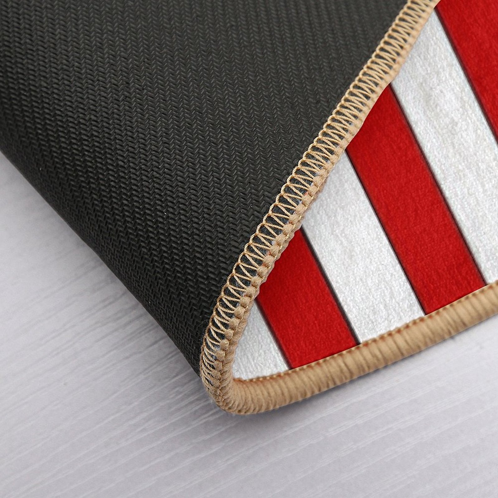 Retro Red & White Striped Team Colours  Easy Maintenance Bath Mat