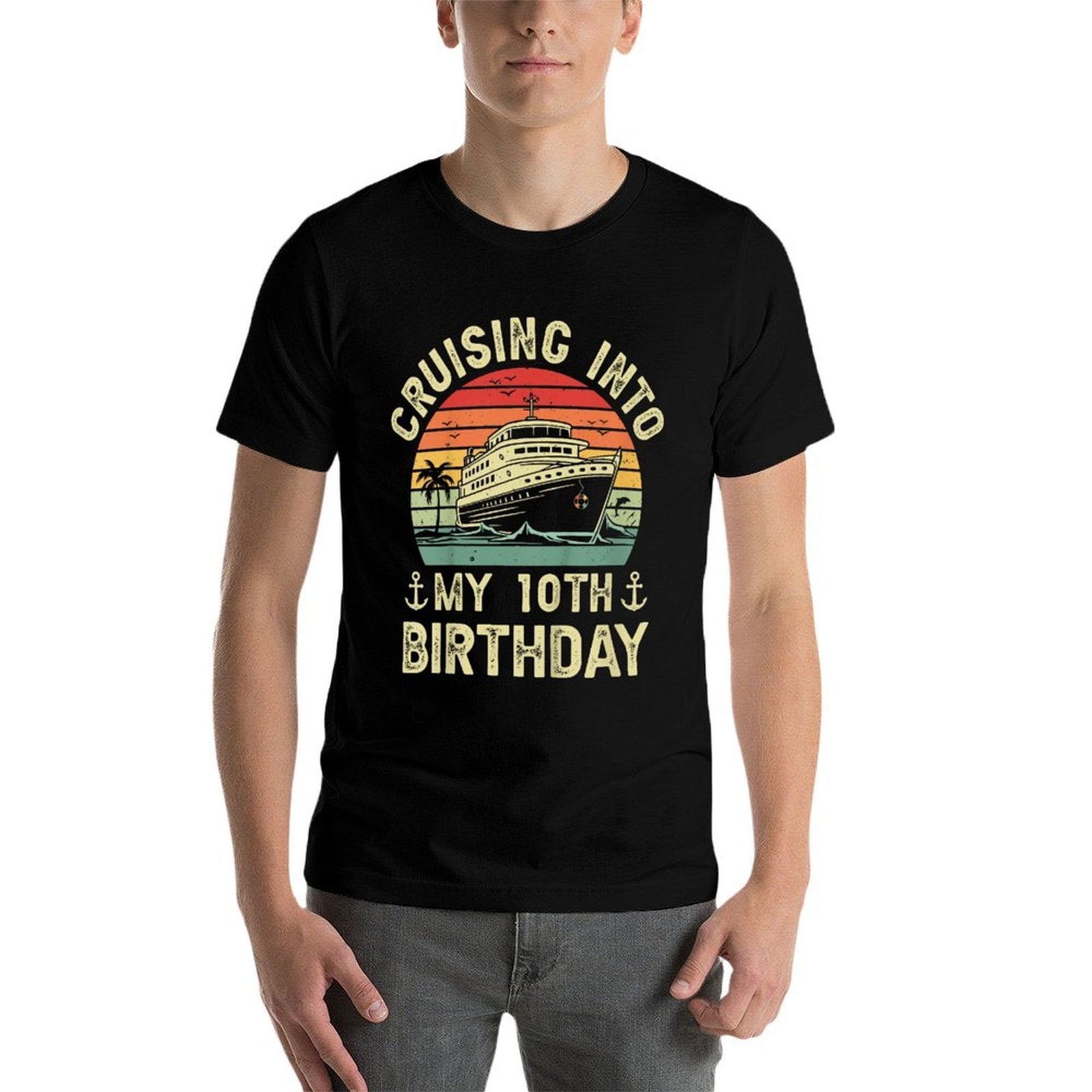 Kids Cruising Into My 10th Birthday Cruise 10 Year Old Bday Party  Durable T-Shirt