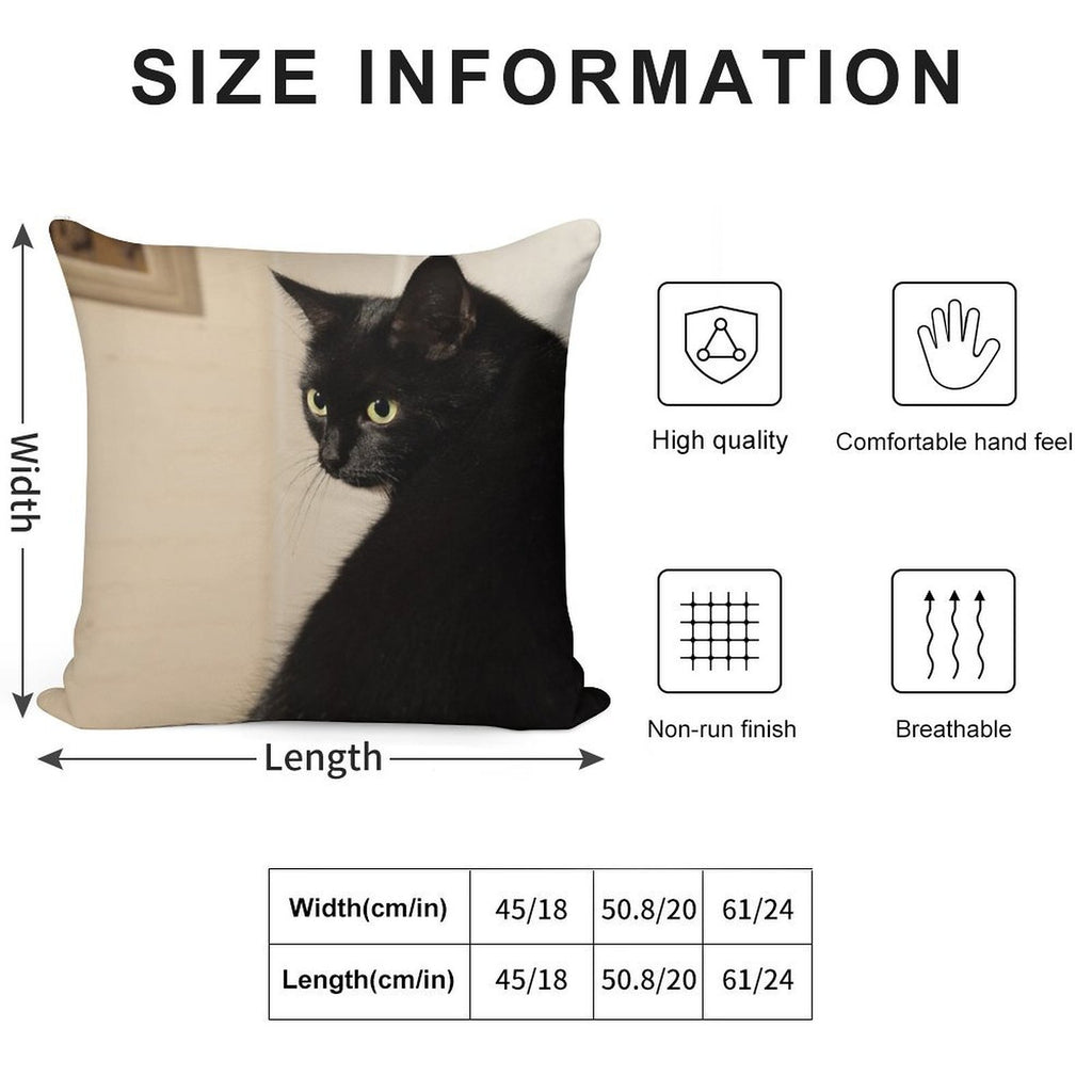 Black Cat Soft Shrink-Resistant Throw Pillow