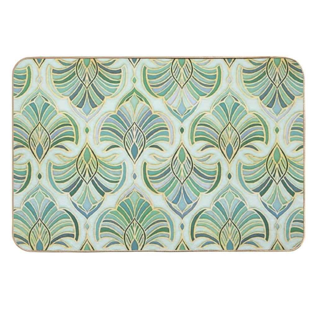 Jade Enamel Art Deco Fans Durable Bath Mat