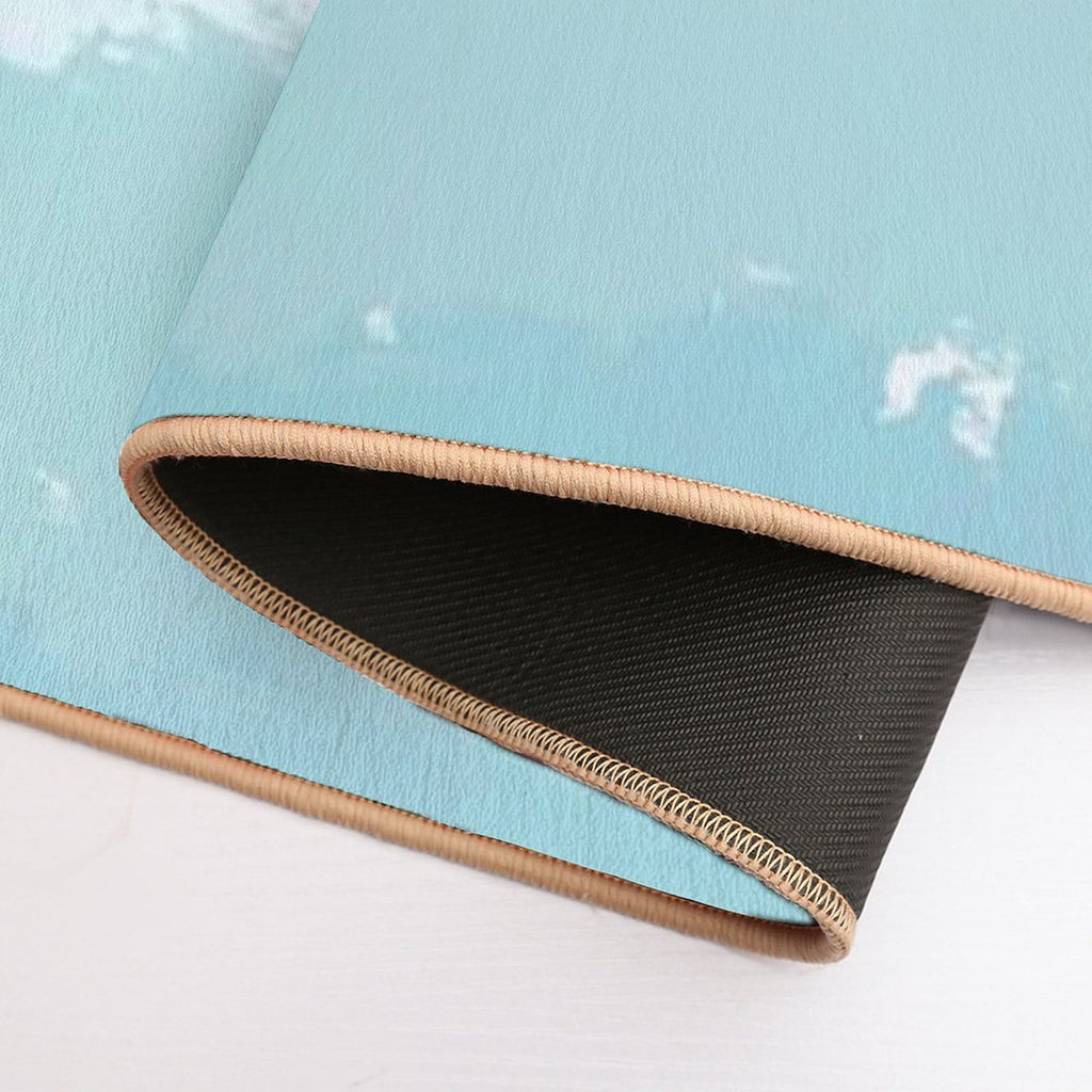 Light Blue And Shades of Blue Wavy Stripes  Stain-Proof Bath Mat