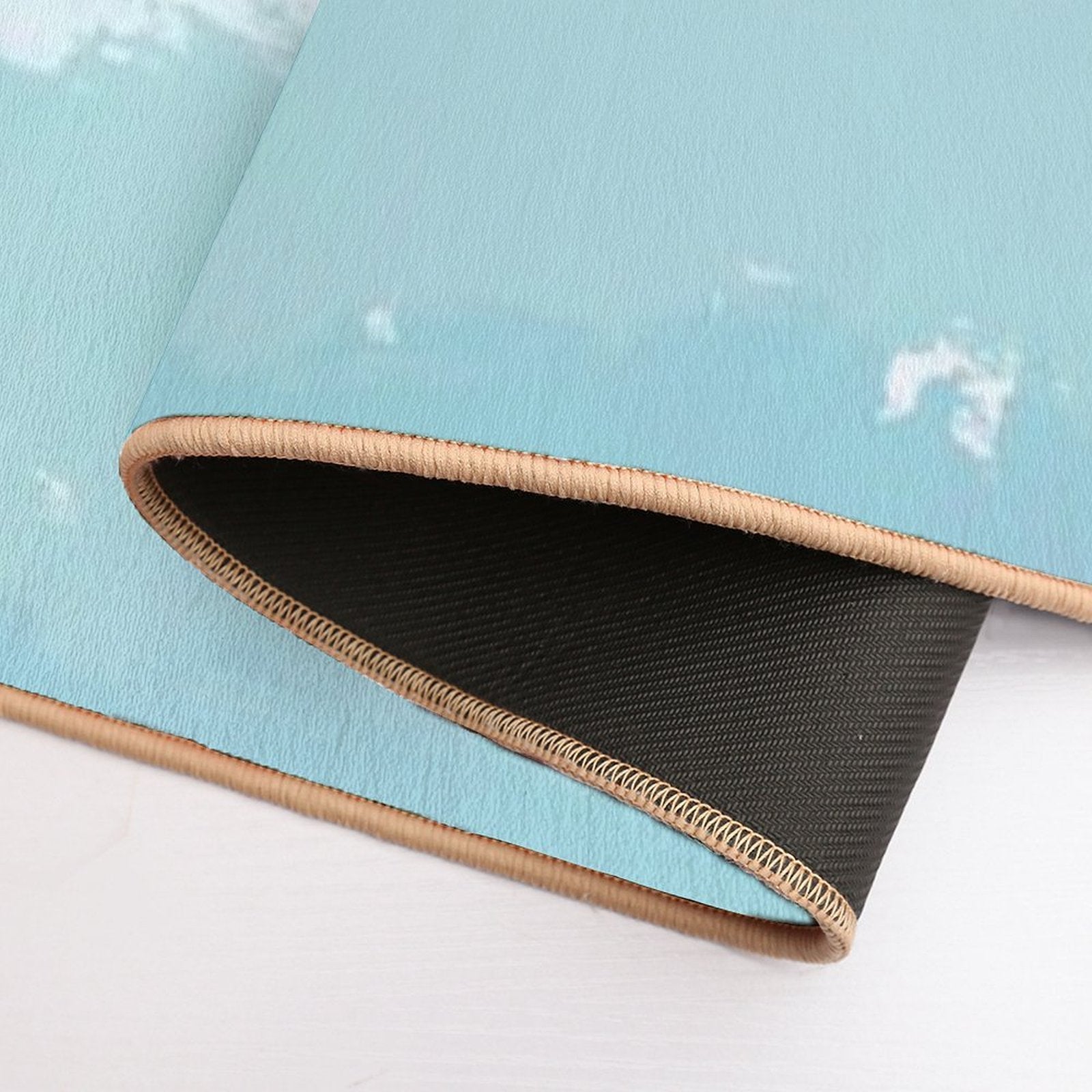 Light Blue And Shades of Blue Wavy Stripes  Stain-Proof Bath Mat